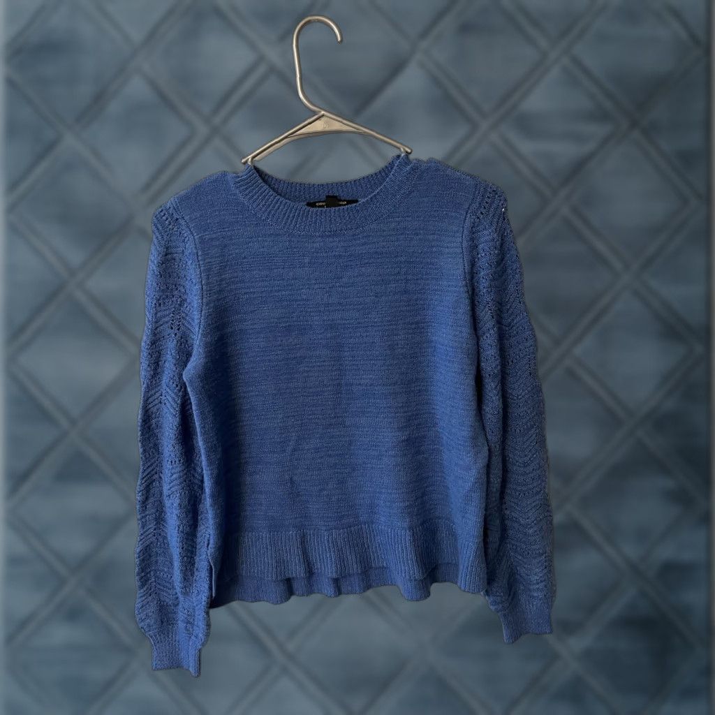 Christian Siriano Christian Siriano Sweater Womens S Blue Long Open Knit Drop Sleeve Crew Neck Pullover Size S / US 4 / IT 40 - 1 Thumbnail