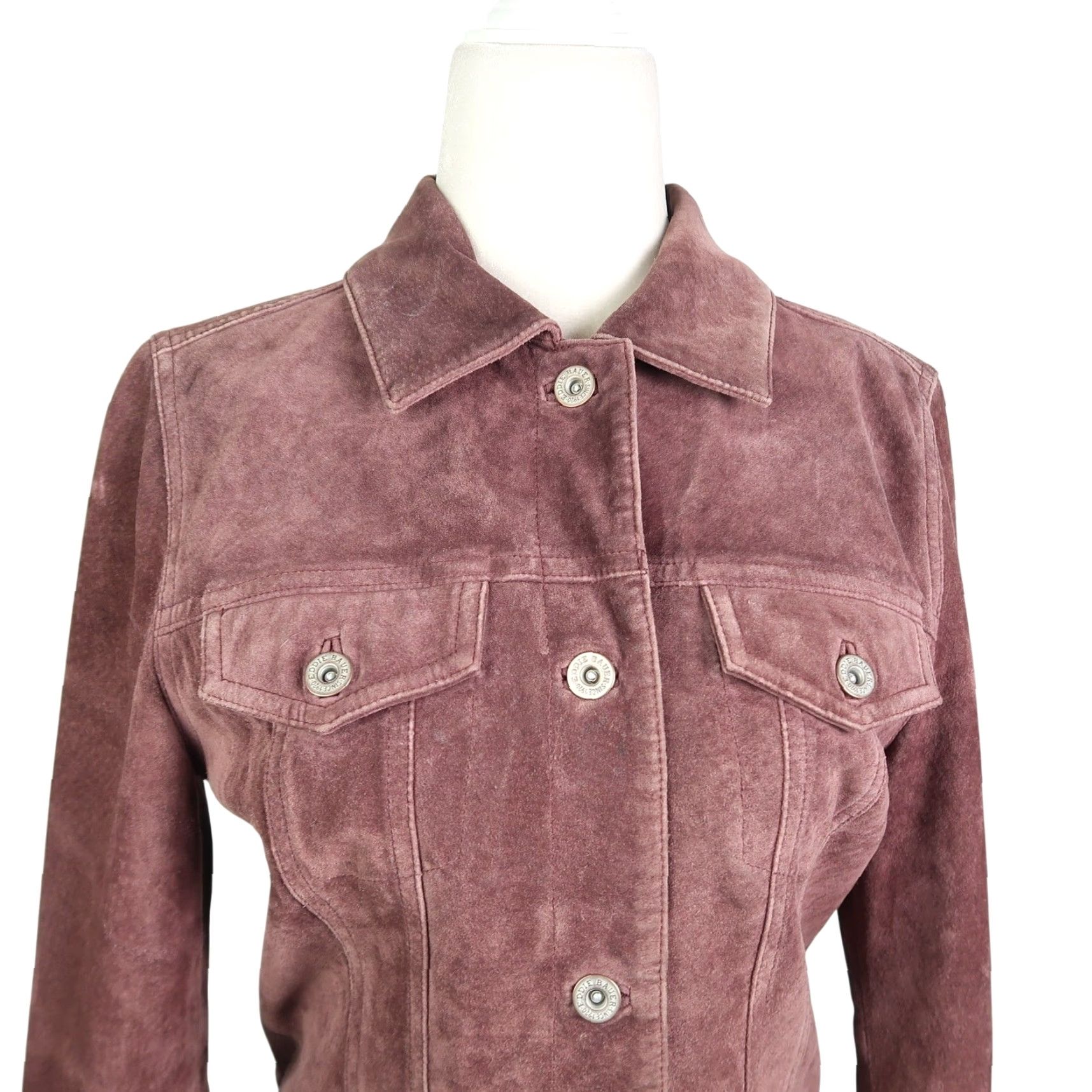 Eddie Bauer VINTAGE Eddie Bauer Jacket Suede Leather Purple Womens XS Short Button Front Casual Fall Winter Spring Long Sleeve Size XS / US 0-2 / IT 36-38 - 2 Thumbnail