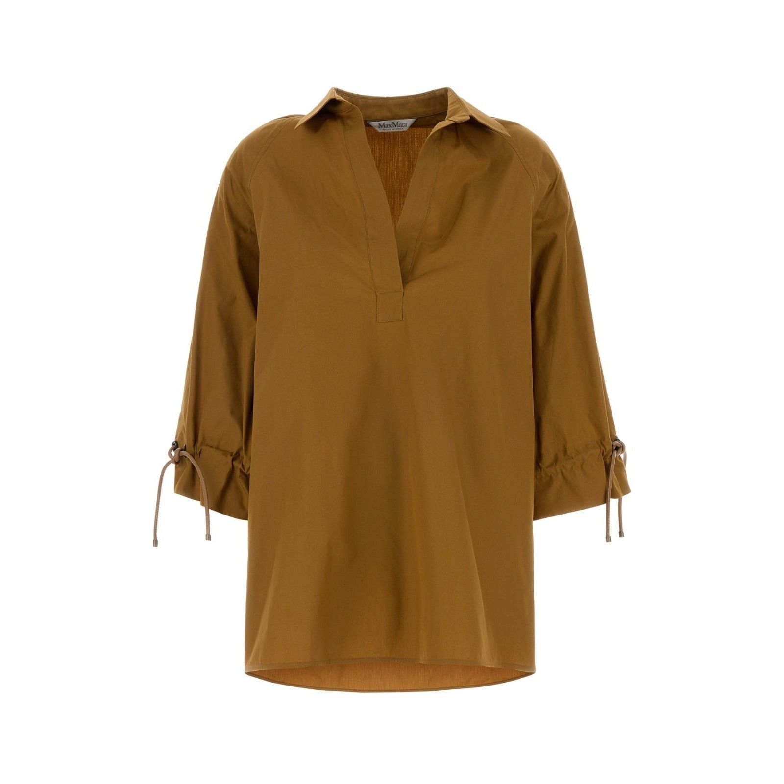 Max Mara MAX MARA Brown Biscuit Poplin Adorni Blouse New & Authentic Size M / US 6-8 / IT 42-44 - 1 Thumbnail