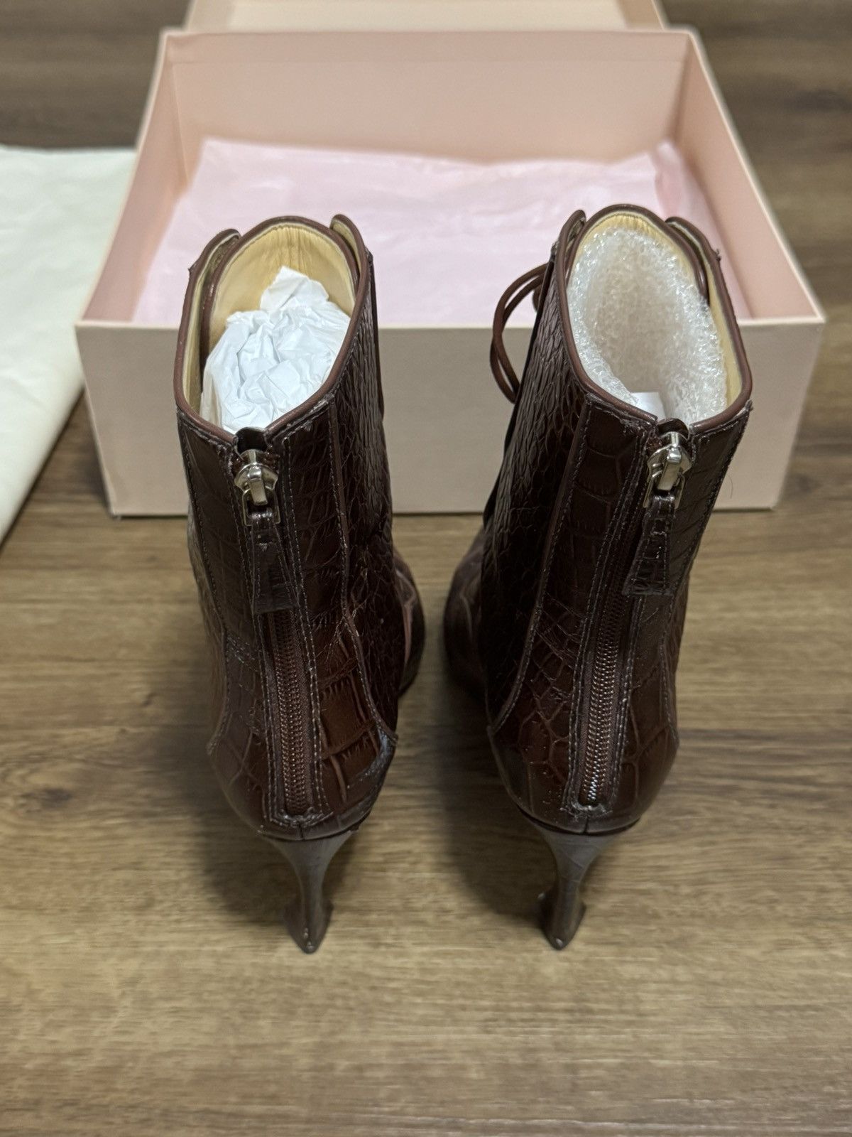 Alexandre Birman Alexandre Birman Ginny crocodile embossed leather heel boots Size US 6 / IT 36 - 5 Thumbnail