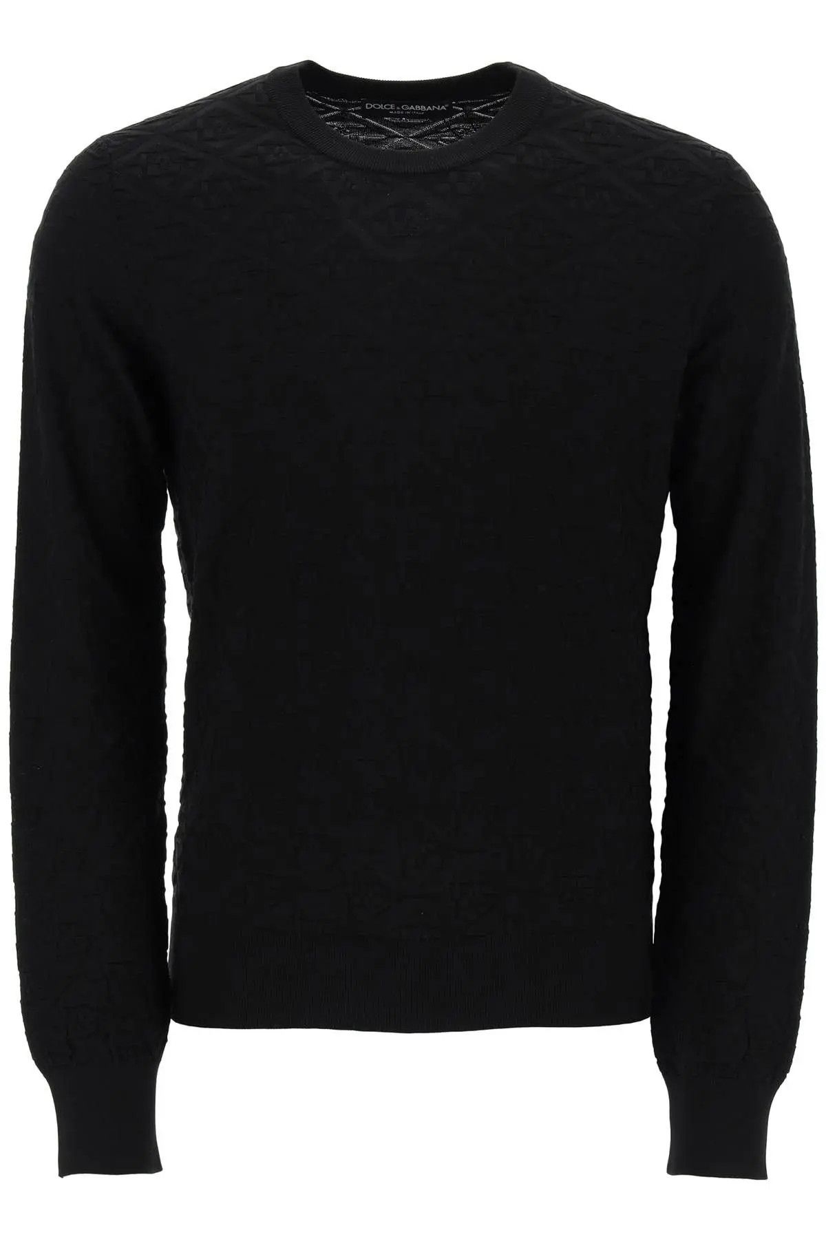 o1s22i1n0224 Dg Jacquard Silk Sweater in Black