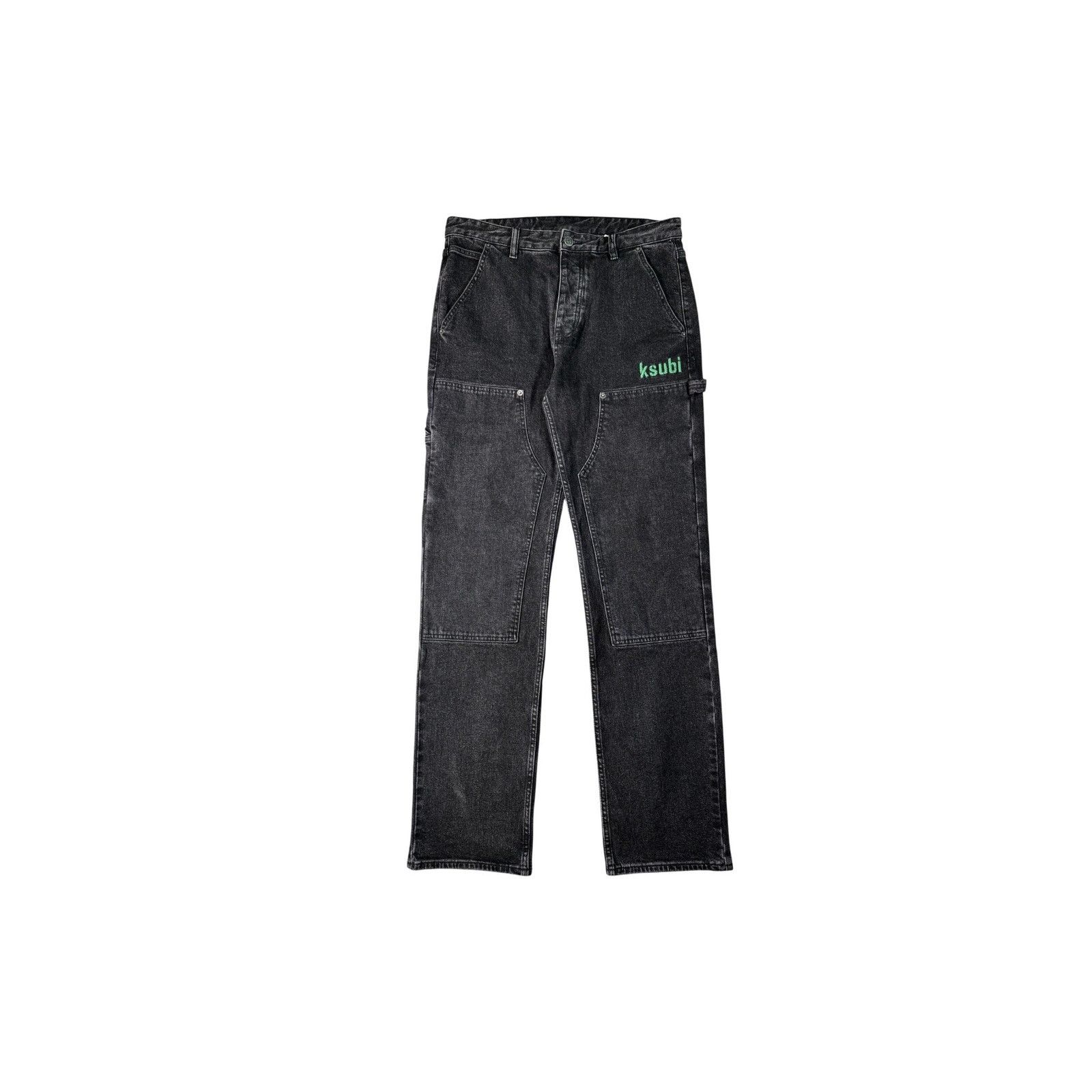 Ksubi Ksubi "Double Knee Carpenter" Black Wash & Green Jeans Size US 31 - 1 Thumbnail