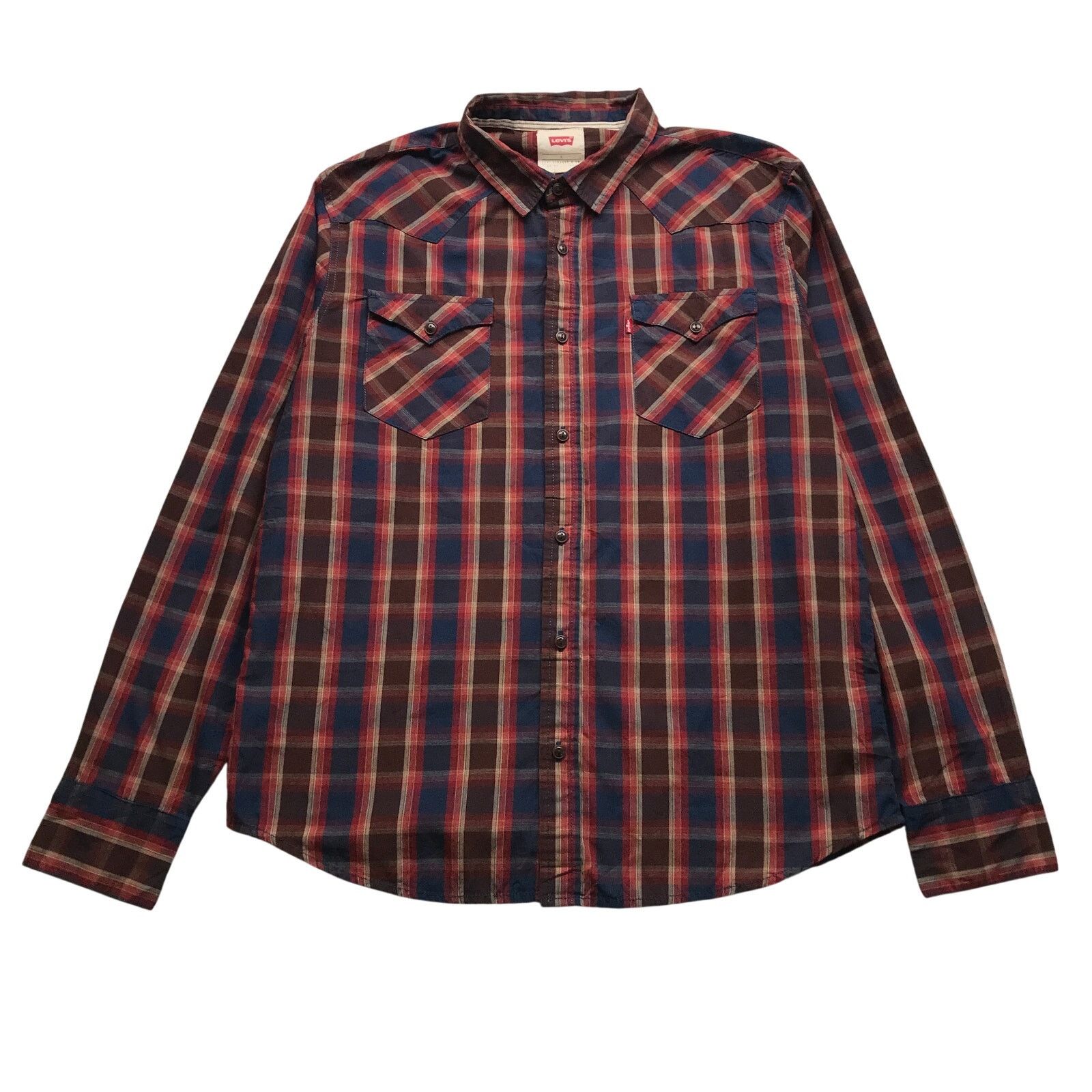 Levi's Levis Strauss & Co. Button Up Shirt Mens Large Plaid Maroon Size US L / EU 52-54 / 3 - 1 Thumbnail