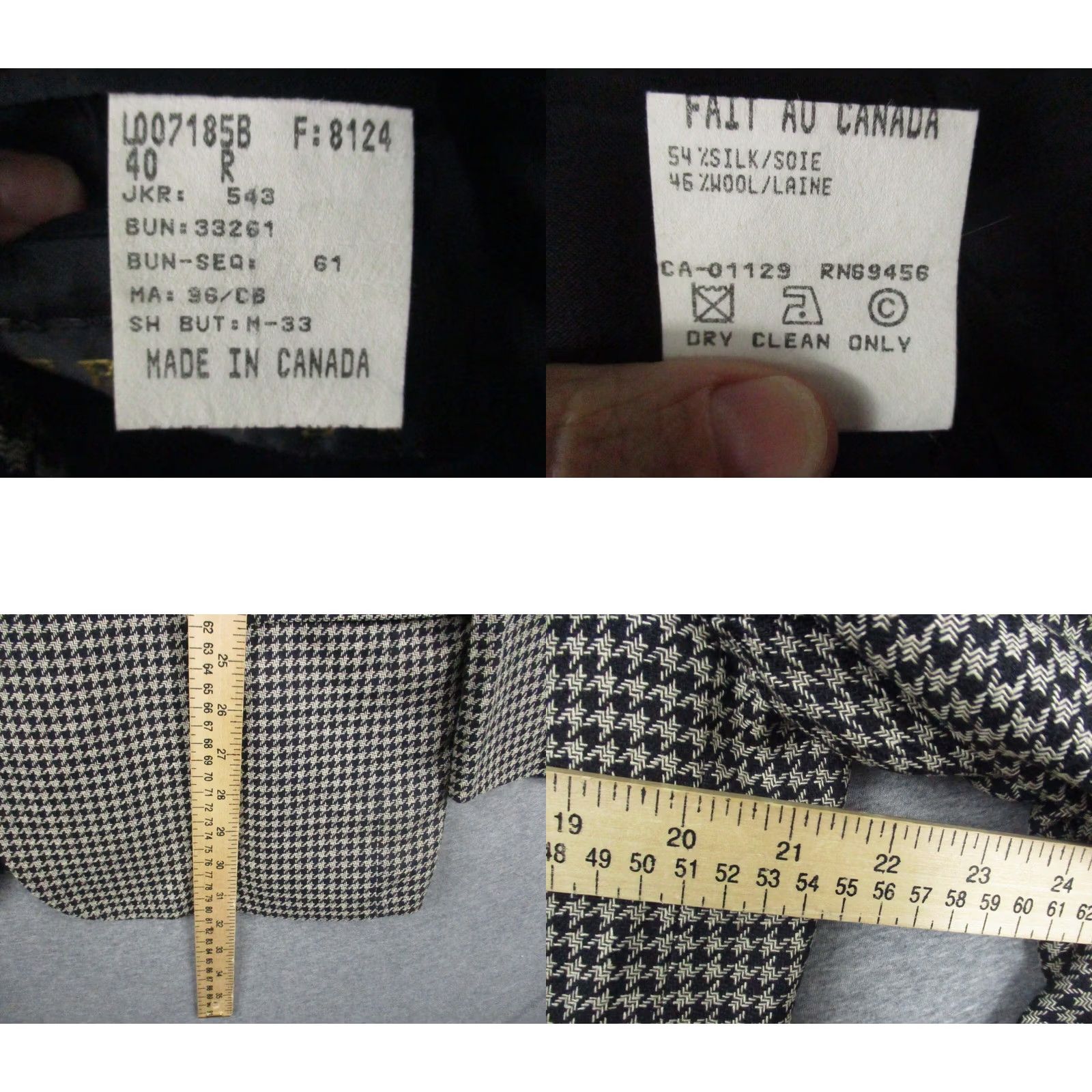 Vintage Franco Tassi Sport Coat Blazer Mens 40R Beige Houndstooth Wool - Business/Casual/Formal - Vintage Size 40R - 8 Thumbnail