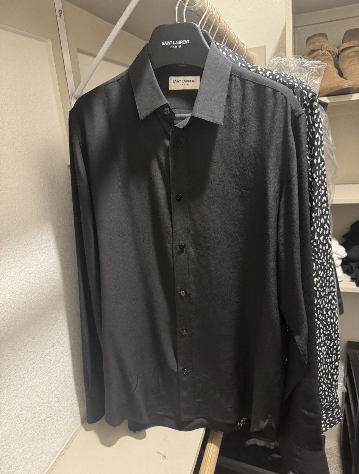 Saint Laurent Paris F/W 14’ Saint Laurent Black Silk Shirt Size US M / EU 48-50 / 2 - 1 Thumbnail