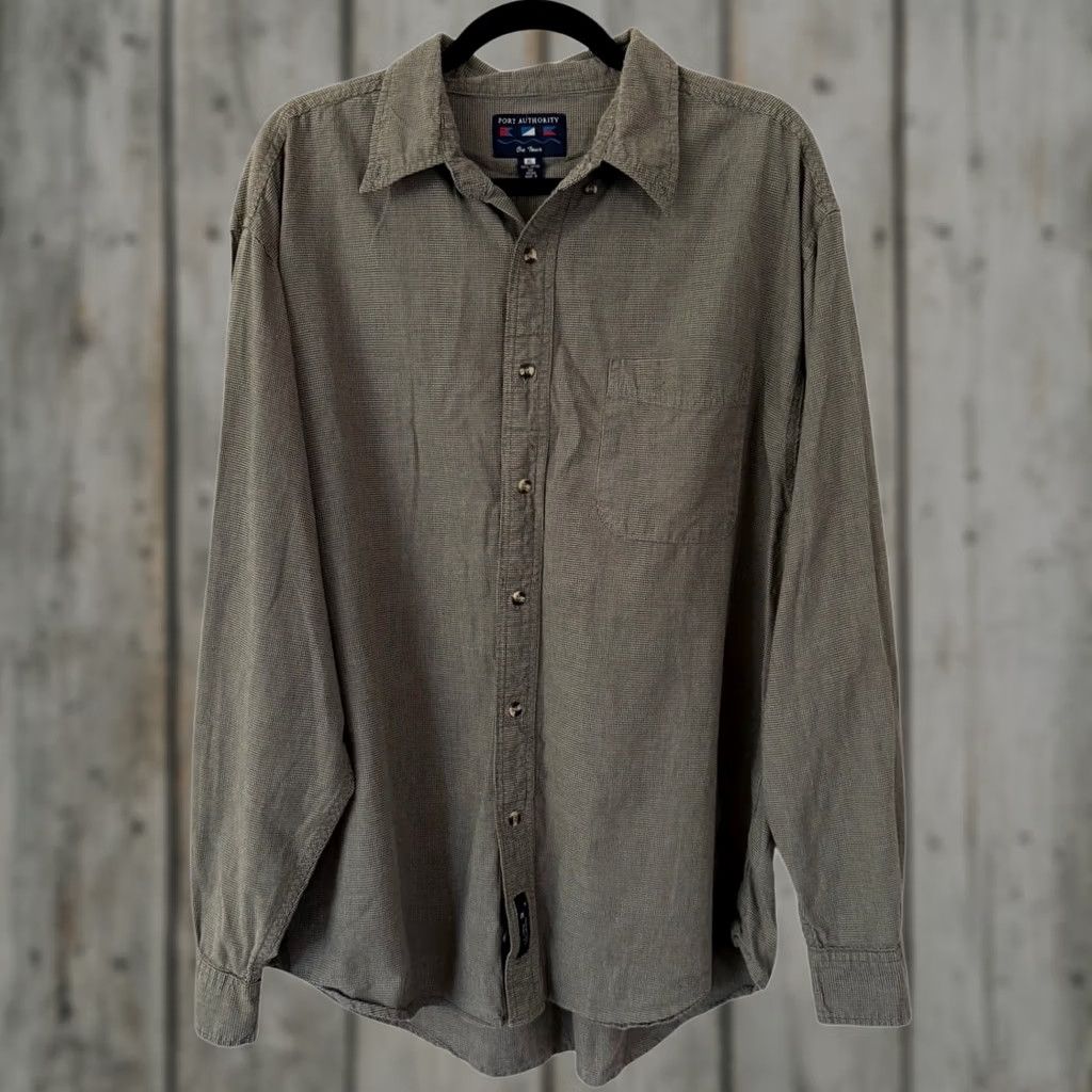 Port Authority Port Authority On Tour Green Houndstooth Long Sleeve Button Down Casual Mens XXL Size US XXL / EU 58 / 5 - 1 Thumbnail