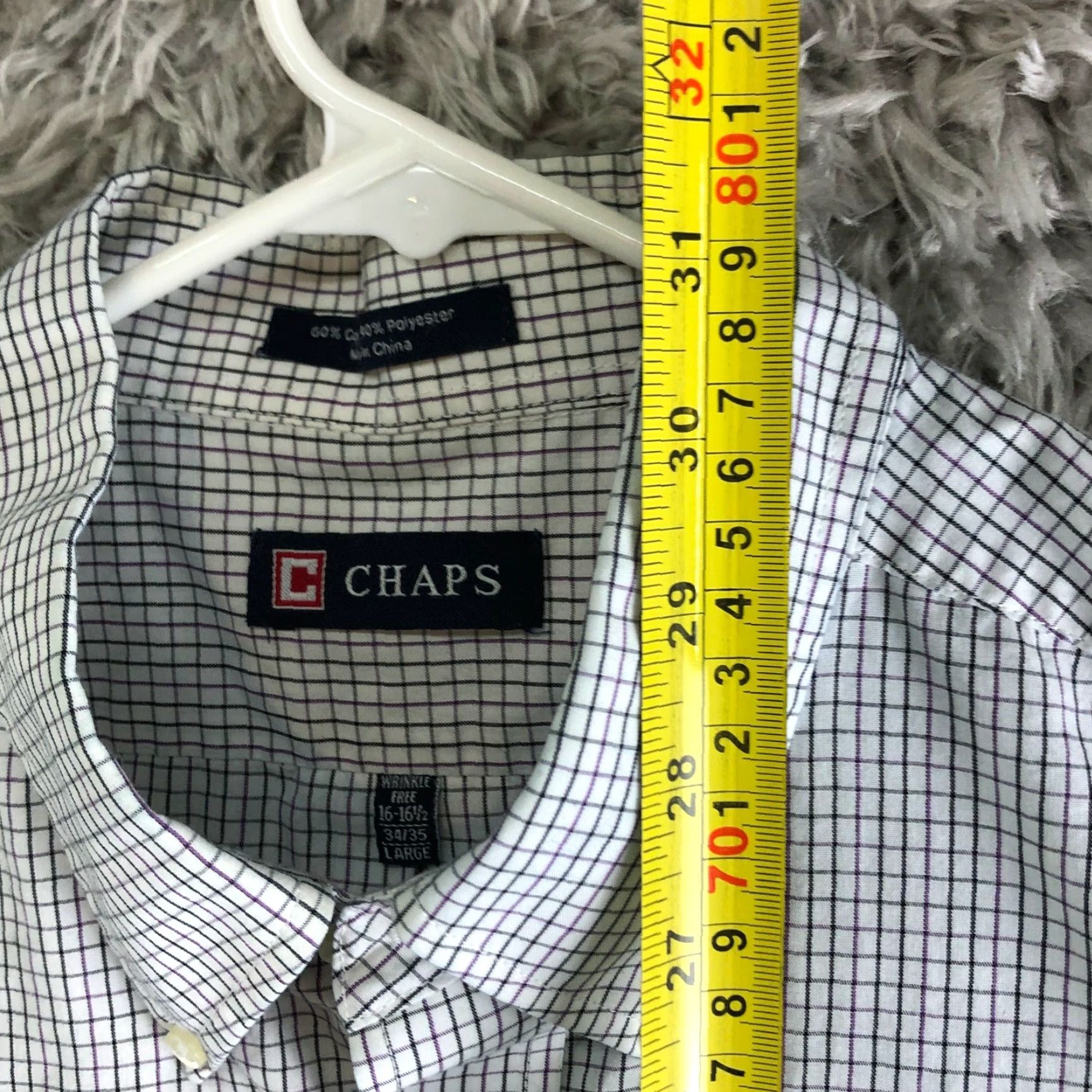 Chaps Chaps Mens 16.5 34-35 Wrinkle Free White Striped Long Sleeve Button Down Collar Shirt Mens Size US XL / EU 56 / 4 - 5 Thumbnail