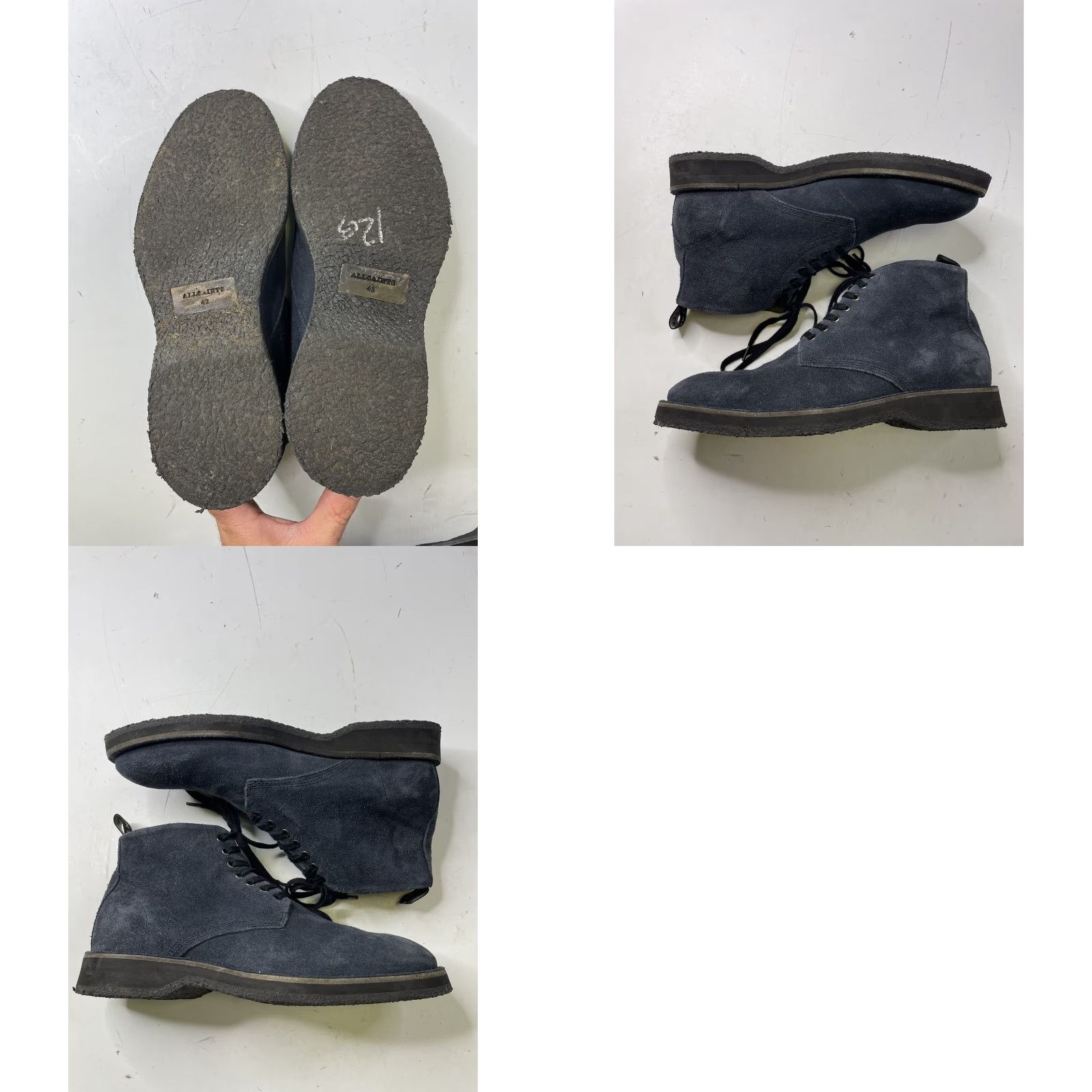 Allsaints AllSaints Men Boots Chukka Suede Lace Up Navy Blue 9US 42EU Ankle Shaft Solid Pattern Leather Insole Modern Vintage: No Size US 9 / EU 42 - 8 Thumbnail