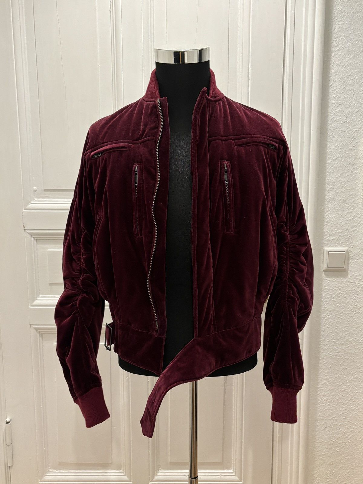 Haider Ackermann Haider Ackermann FW15 Burgundy Velvet Biker Bomber Size US XS / EU 42 / 0 - 2 Thumbnail