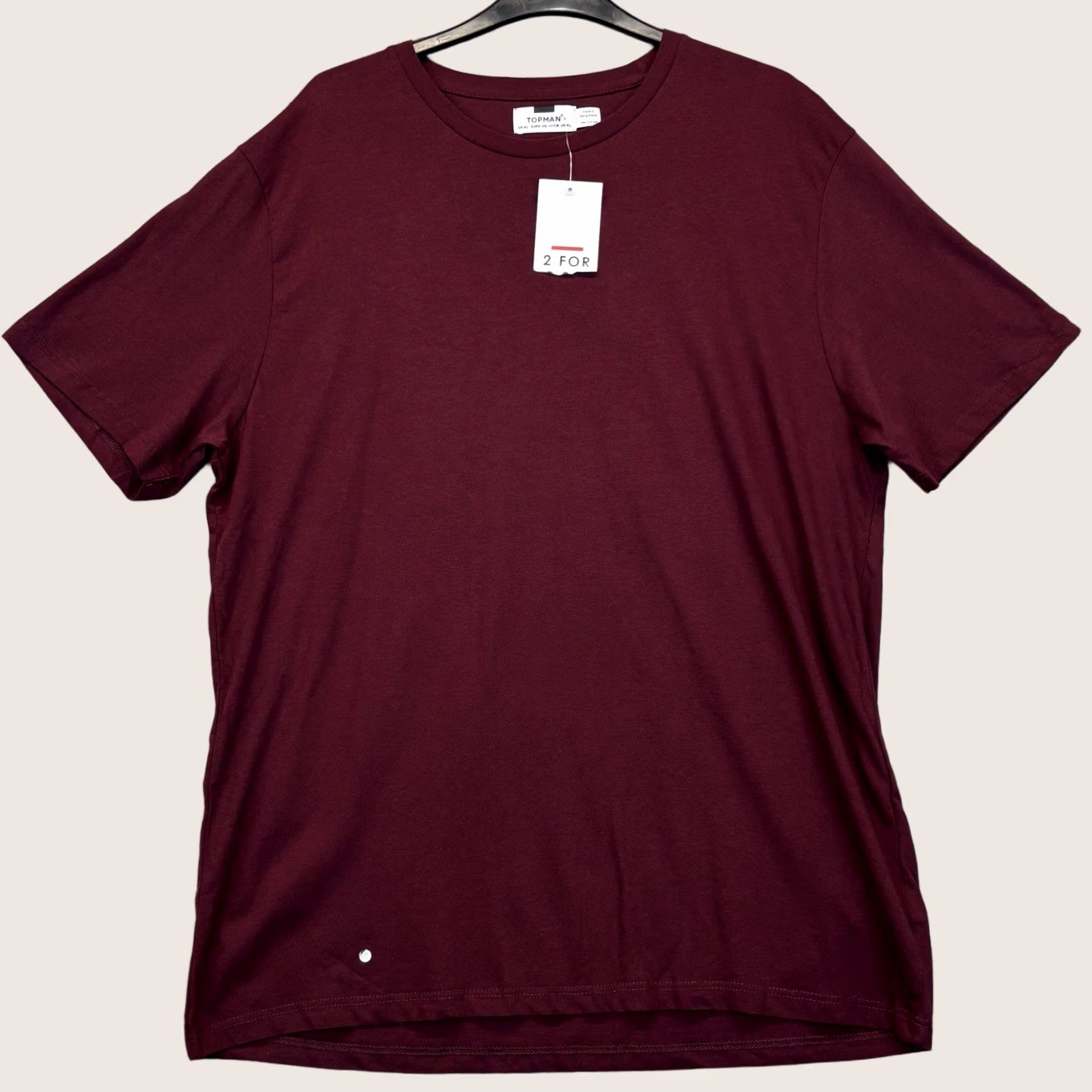 Topman Topman T Shirt XL Mens Burgundy Crew Neck Top New With Tags BNWT BNWT Size US XL / EU 56 / 4 - 1 Thumbnail