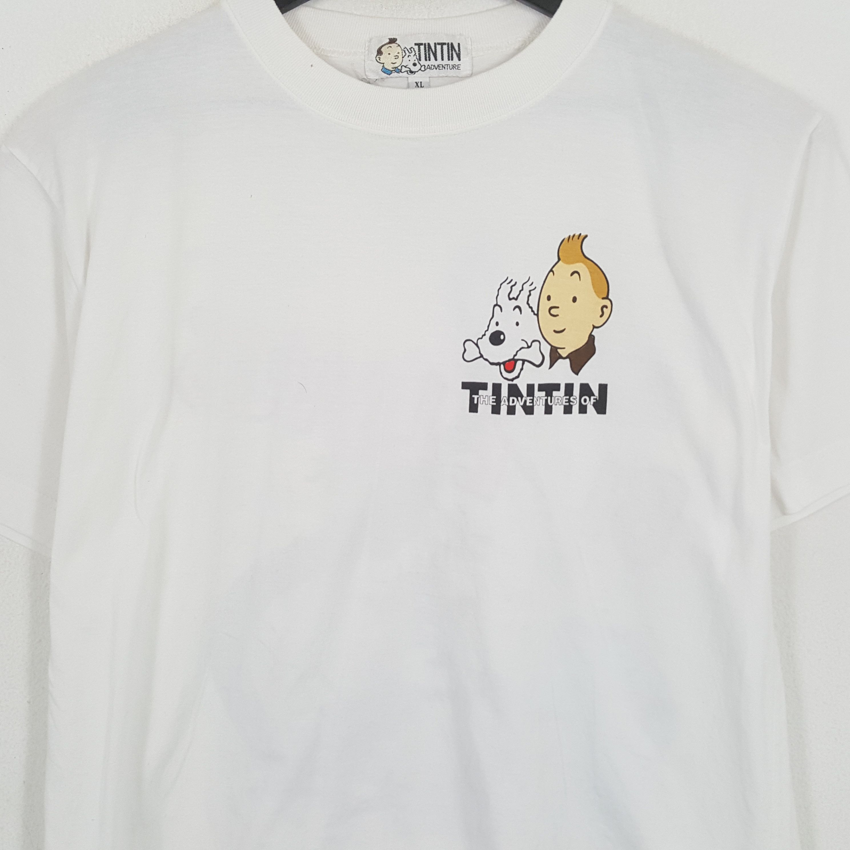 Vintage THE Adventures Of Tintin BLUE LOTUS Cartoon Tshirt Size US L / EU 52-54 / 3 - 4 Thumbnail