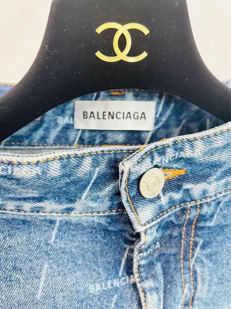 Balenciaga Balenciaga Denim Skirt, Size 34, Full Logo Size 33" - 5 Thumbnail