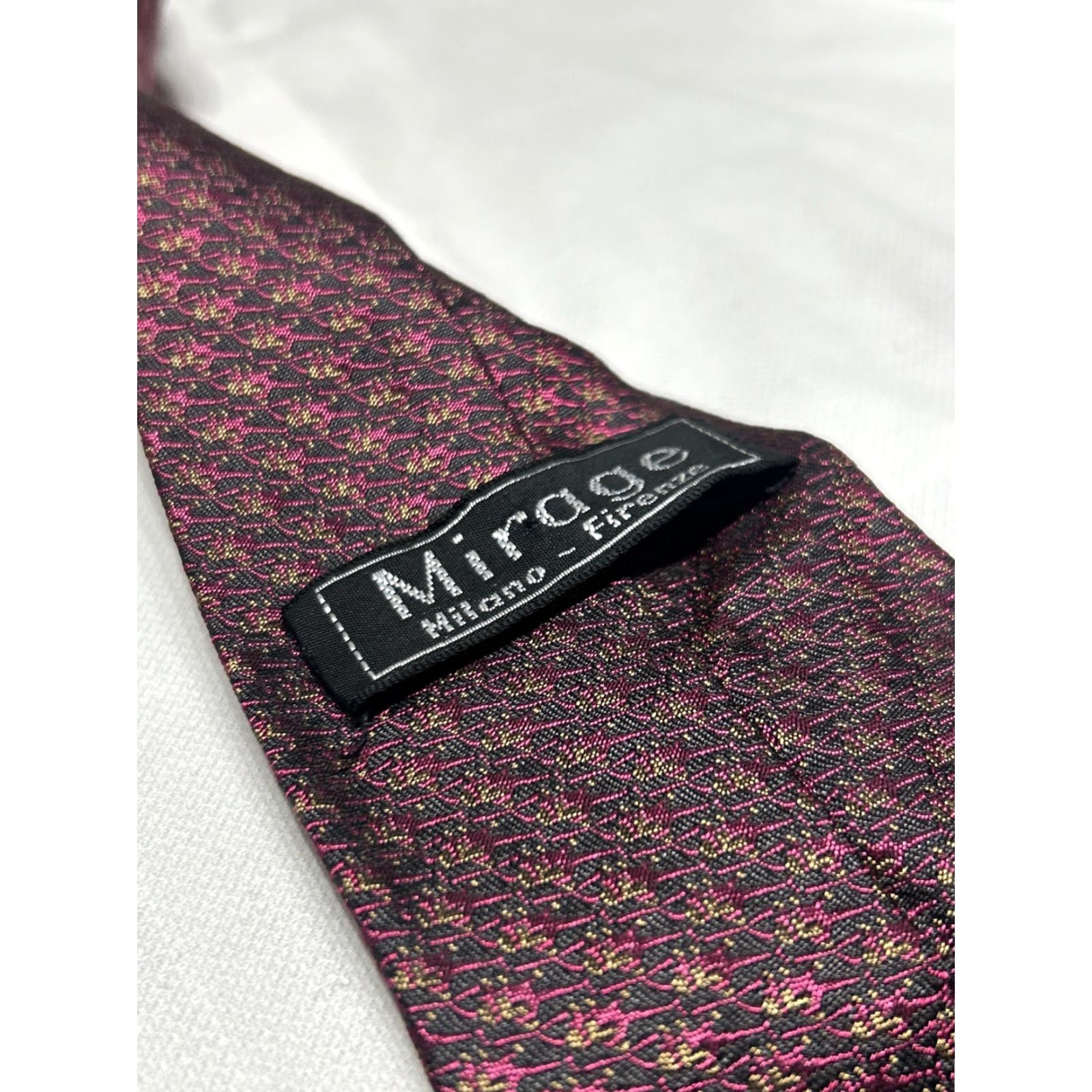 Vintage Mirage Tie Mens Silk 100% Made In Italy Gray 9.5cm Short 148cm Preppy Elegance Milano Firenze Nuova 2000s Size ONE SIZE - 4 Thumbnail