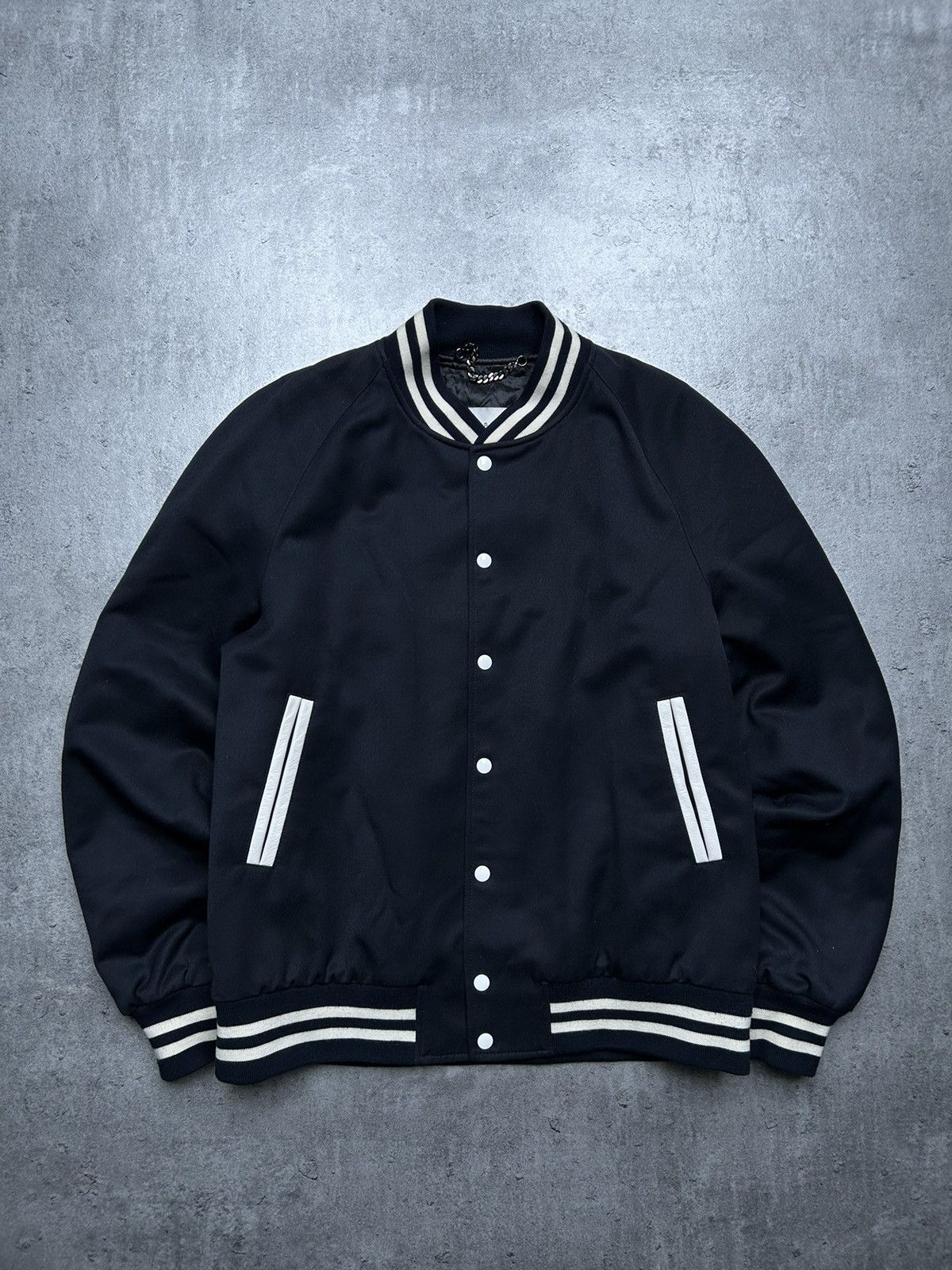Sandro Navy Teddy Bomber Jacket Varsity