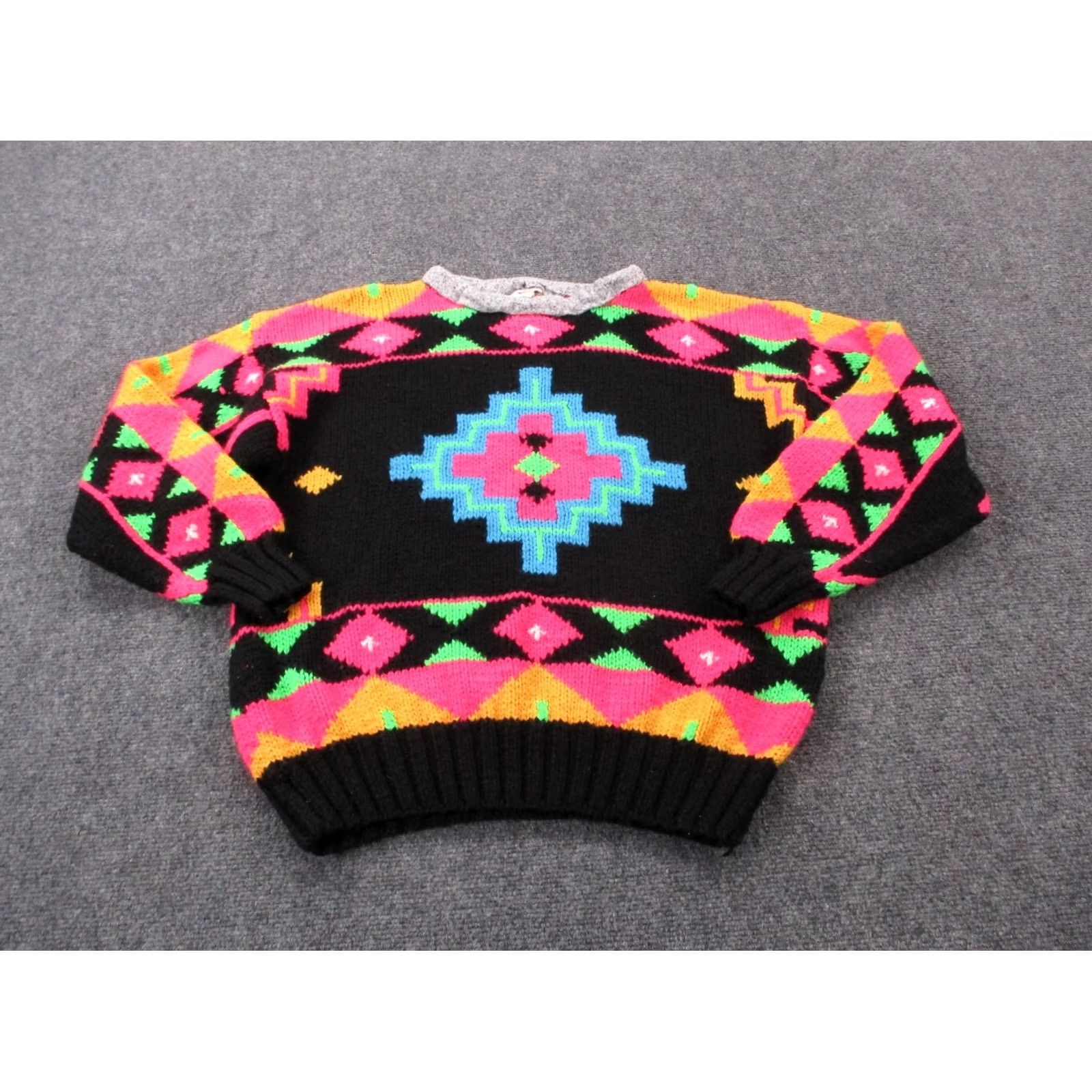 Obermeyer Obermeyer Sweater Womens S Colorful Multicolor Wool Acrylic Neon Aztec Retro Y2K Geometric Knit Crew Neck Long Sleeve Pullover Thermal Size S / US 4 / IT 40 - 2 Thumbnail