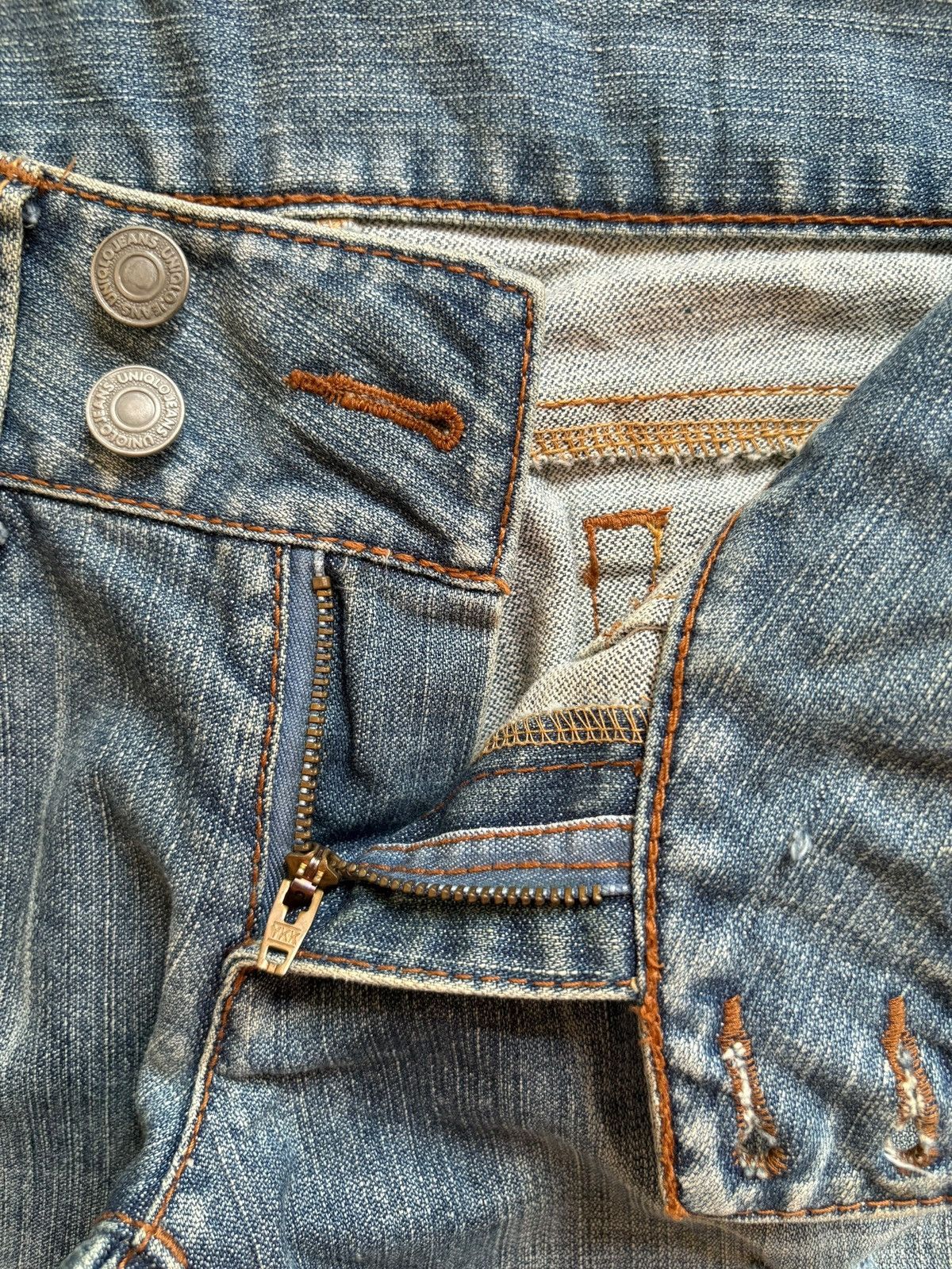 Japanese Brand × Uniqlo Vintage Uniqlo Mud Wash Distressed Bootcut Flare Blue Jeans Size US 28 / EU 44 - 9 Thumbnail