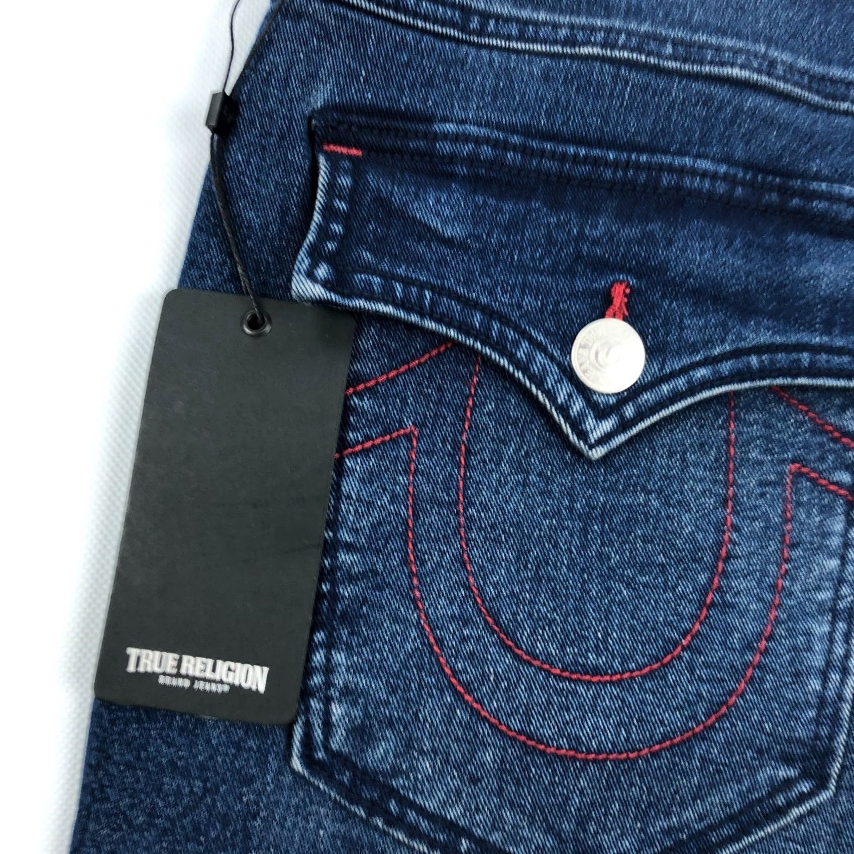 True Religion VINTAGE True Religion Jeans Mens 34x32 Slim Dark Wash Blue Geno Relaxed Flap NWT Size US 34 / EU 50 - 5 Thumbnail