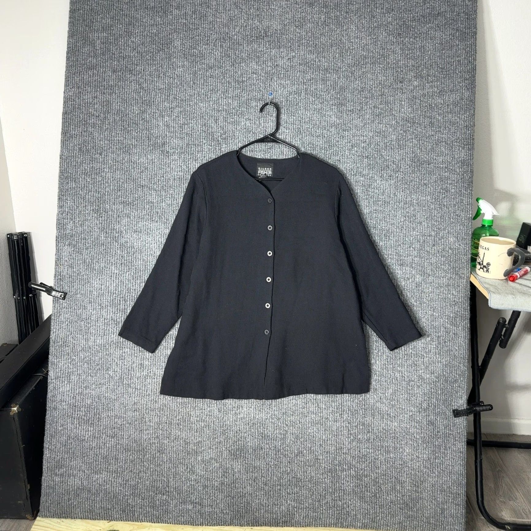 Eileen Fisher Eileen Fisher Cardigan Womens S Black Button Ribbed Wool Blend Minimalist Size S / US 4 / IT 40 - 4 Thumbnail