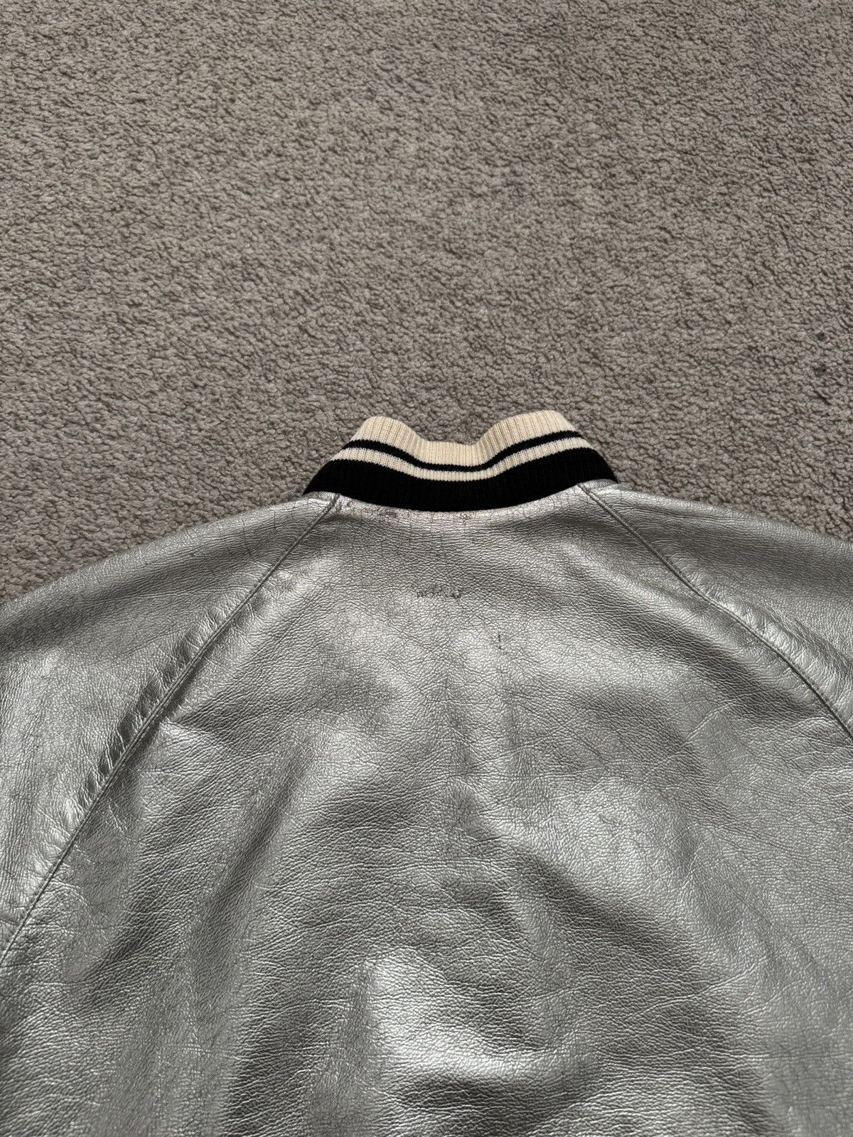 Saint Laurent Paris SS14 Saint Laurent Hedi Slimane Silver Varsity Teddy Jacket Size US S / EU 44-46 / 1 - 10 Thumbnail
