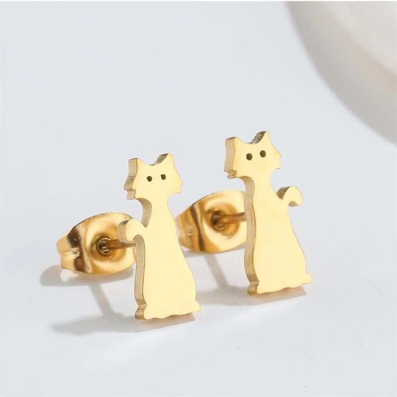 Jewelry Cat Stud Earrings Charm Earring Gift Size ONE SIZE - 2 Thumbnail