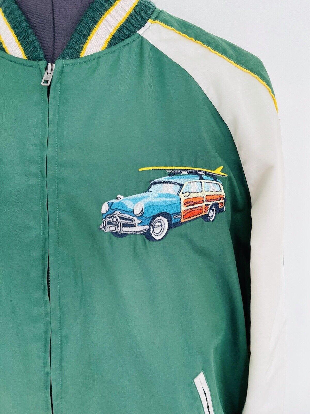 Polo Ralph Lauren Satin Hawaii Bomber Jacket Green Size XL - Main Image