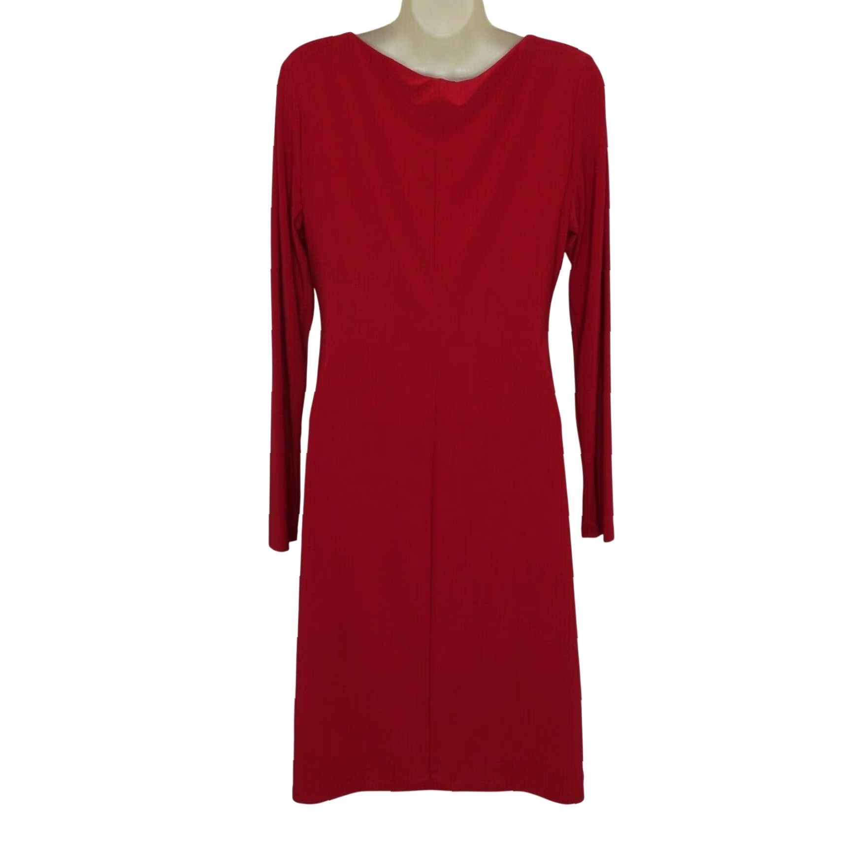 Ralph Lauren Lauren Ralph Lauren Dress Womens 10 Solid Red Long Sleeve Knee Length Twist Neckline Sheath New Size L / US 10 / IT 46 - 3 Thumbnail