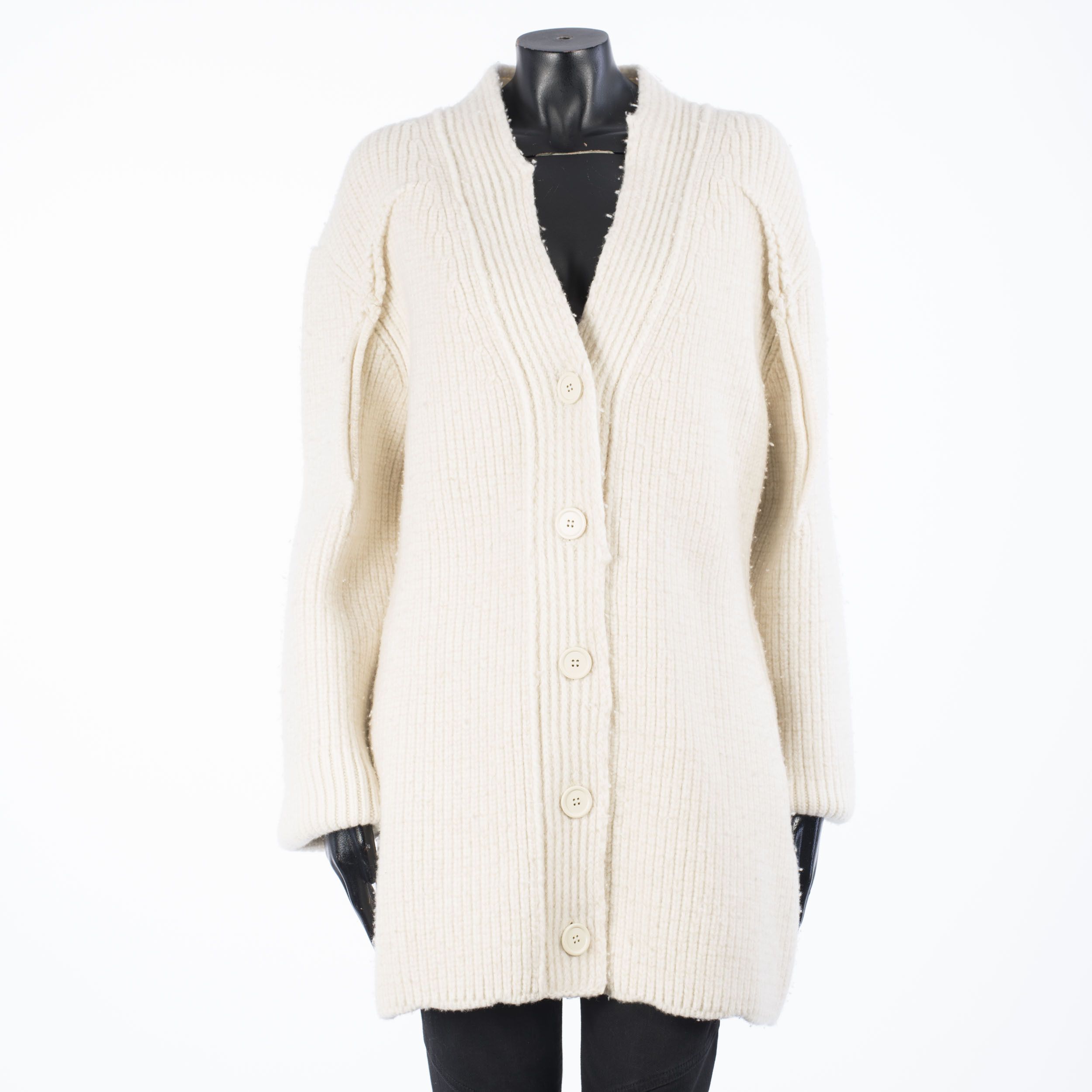 Bottega Veneta Oversized Cardigan in Thick Felted Ribbed Knit Cashmere Size XS / US 0-2 / IT 36-38 - 1 Thumbnail