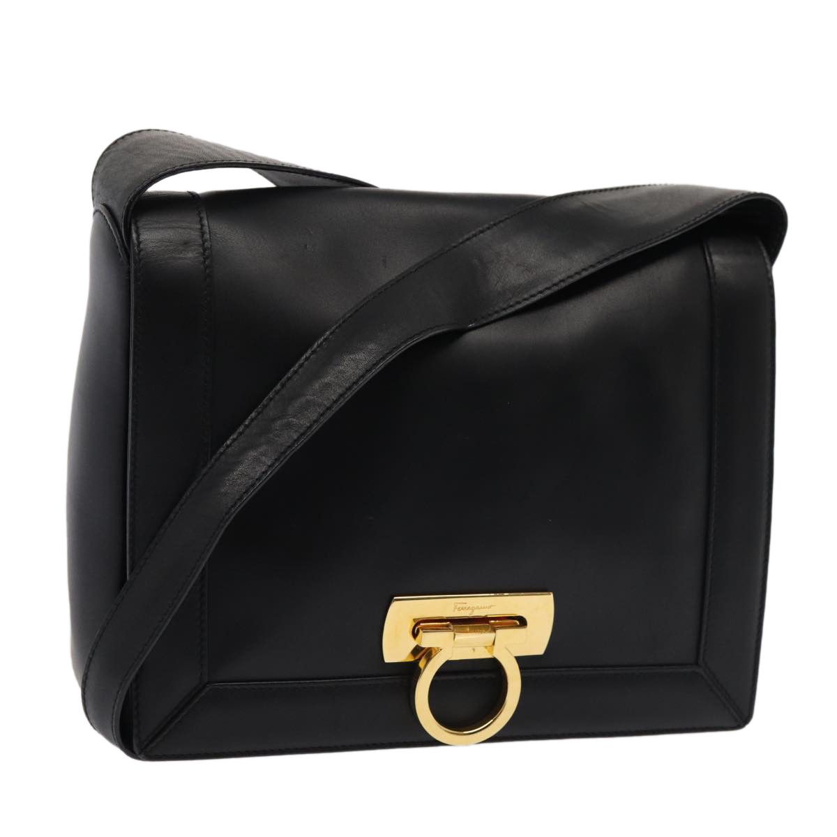 Salvatore Ferragamo Gancini Black Leather Shoulder Bag (Pre-Owned) Size ONE SIZE - 1 Thumbnail