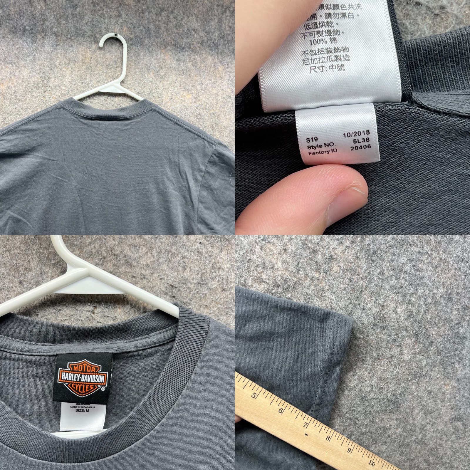 Harley Davidson Harley-Davidson Shirt Men Medium Gray Crewneck Cotton Motorcycle Pocket 2018 Vintage Logo T-Shirt Size US M / EU 48-50 / 2 - 8 Thumbnail