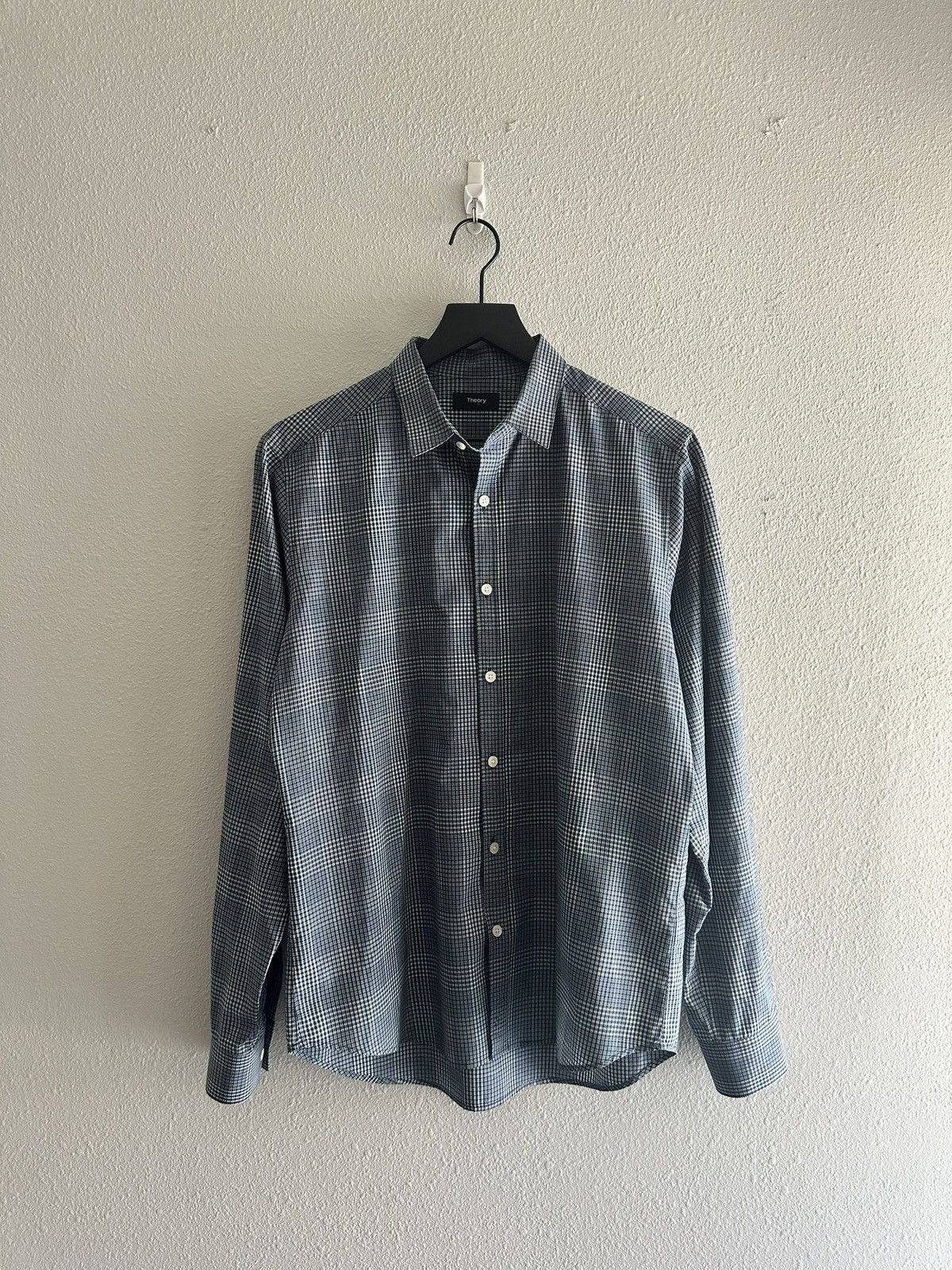 Theory Theory Checked Blue Button Up Size M Size US M / EU 48-50 / 2 - 1 Thumbnail