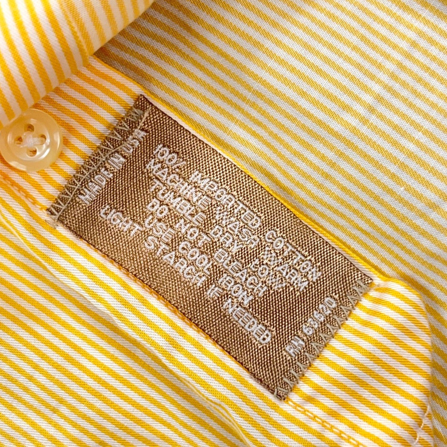 Vintage Gitman Bros Gold Shirt Men L Yellow Striped Button Up Dress Made USA Size 42R - 6 Thumbnail