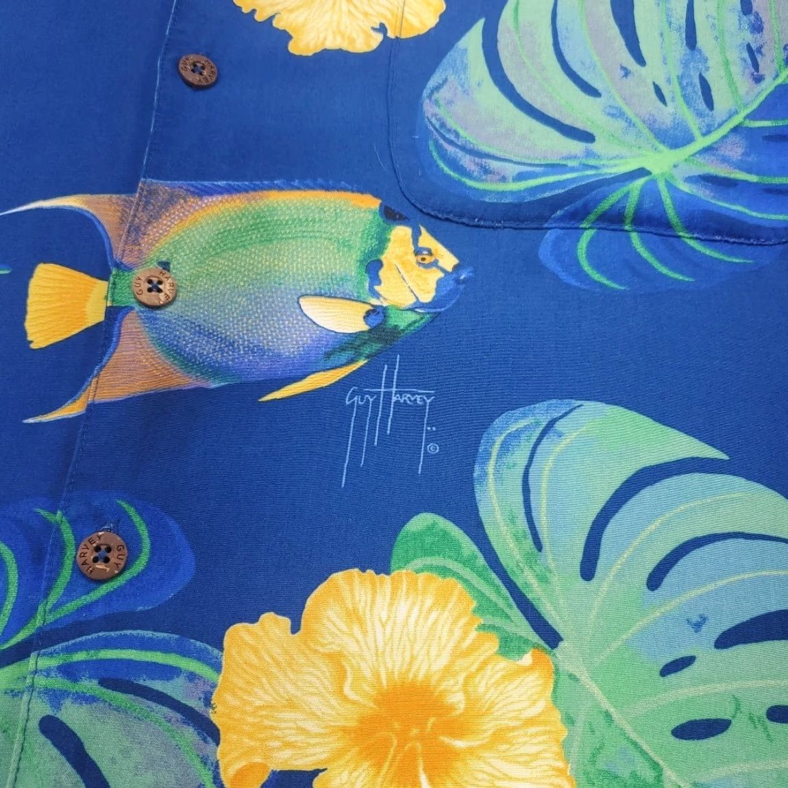 Guy Harvey VINTAGE Guy Harvey Shirt Mens Large Aftco Bluewater Hawaiian Short Sleeve Button Up USA Size US L / EU 52-54 / 3 - 4 Thumbnail