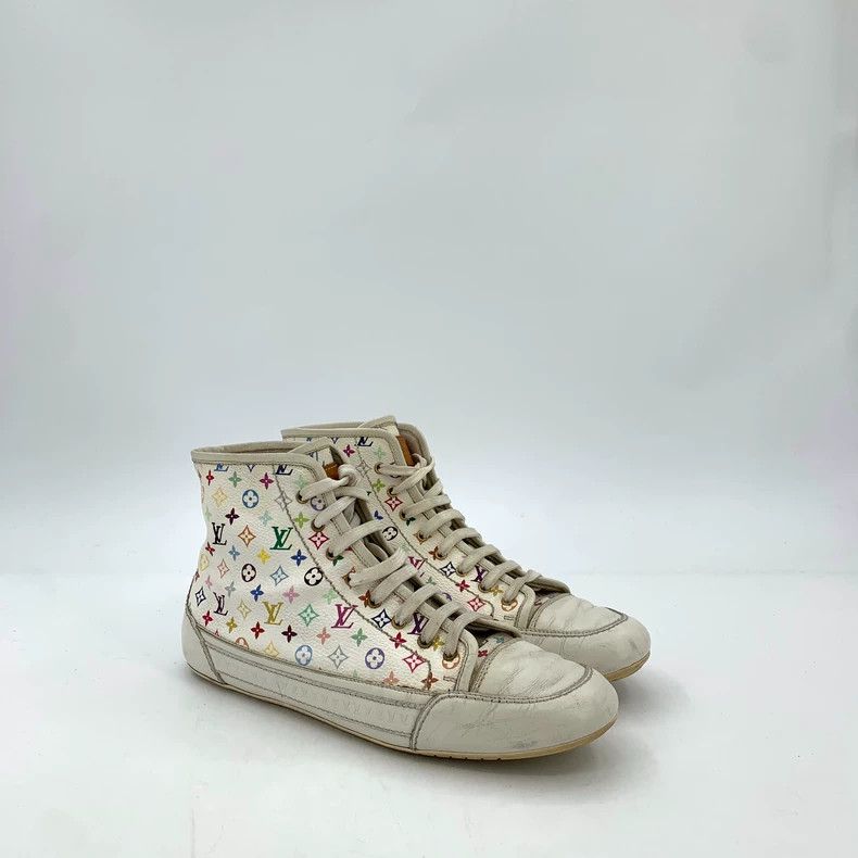 Louis Vuitton Louis Vuitton White logo print lace up casual sports shoes Size US 5.5 / EU 38 - 2 Thumbnail