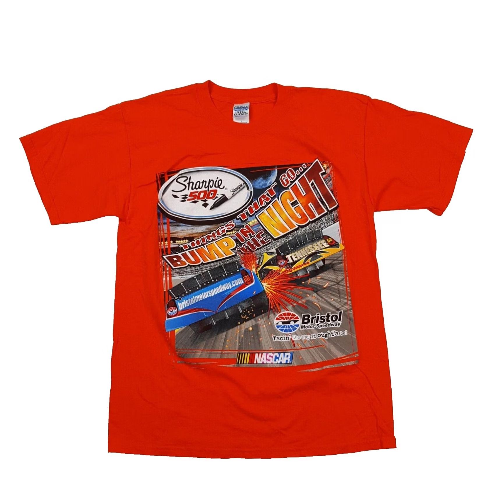 Gildan VINTAGE NASCAR Bristol Y2K Men's Large Orange Retro Racing T Shirt Car Auto Sharpie Size US L / EU 52-54 / 3 - 2 Thumbnail