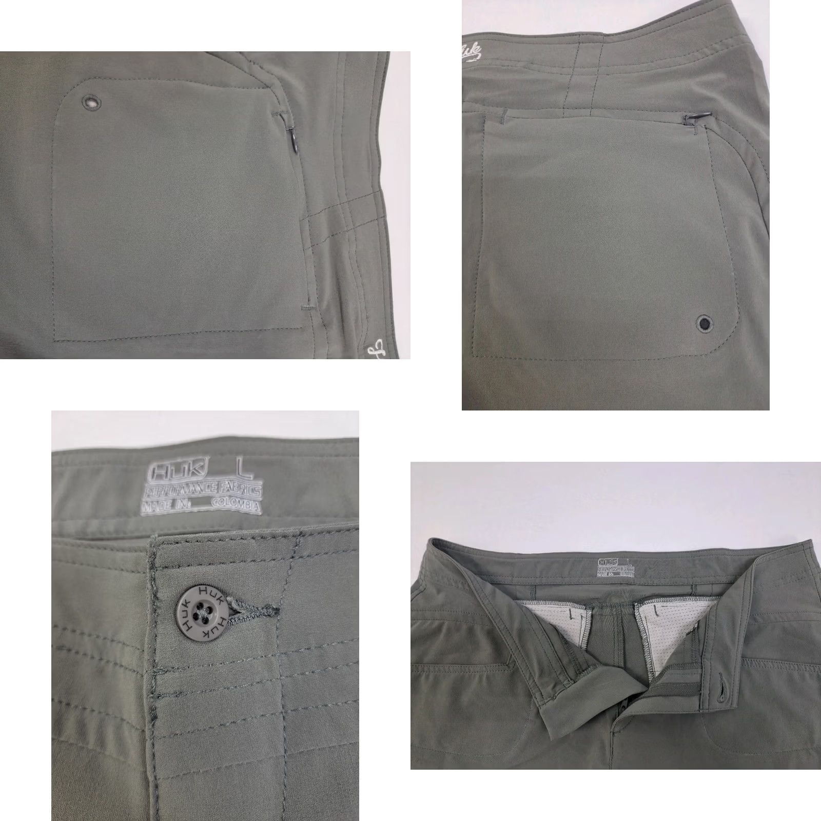Vintage VINTAGE? Huk Womens Performance Shorts Grey Zip Back/Side Pocket Size L #7440 Size 36" / US 14 / IT 50 - 8 Thumbnail