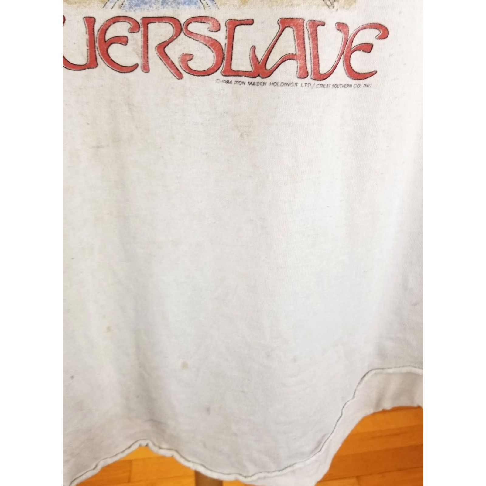 Vintage VINTAGE IRON MAIDEN POWERSLAVE WORLD SLAVERS ROUR T-SHIRT JERTSEY XLARGE WHITE/BLACK 90s Mens Size US XL / EU 56 / 4 - 4 Thumbnail