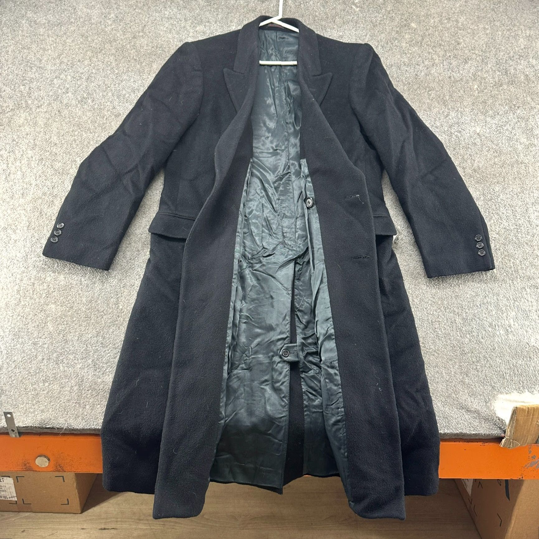 Vintage VINTAGE Nino Cerruti Coat Mens 40L Black Long Cashmere Double Breasted Lined 90s Size US XXS / EU 40 - 3 Thumbnail