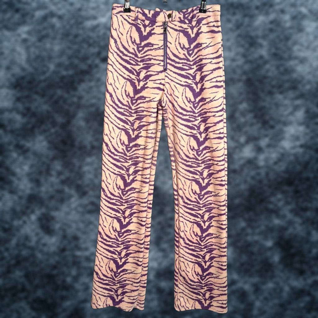 I.AM.GIA Zebra Print Pants Womens Medium Purple Beige Straight Leg