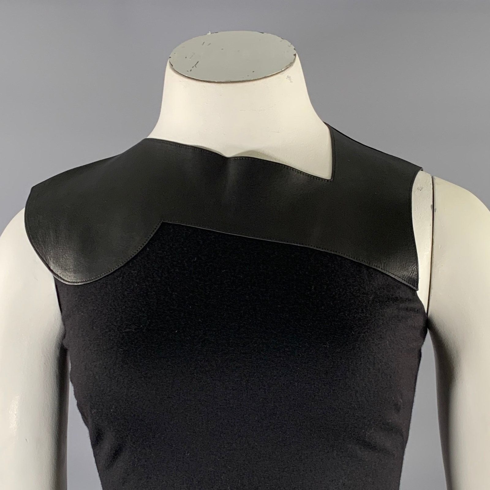 Bottega Veneta BOTTEGA VENETA Size S Black Wool Heather Sleeveless Dress Size S / US 4 / IT 40 - 2 Thumbnail