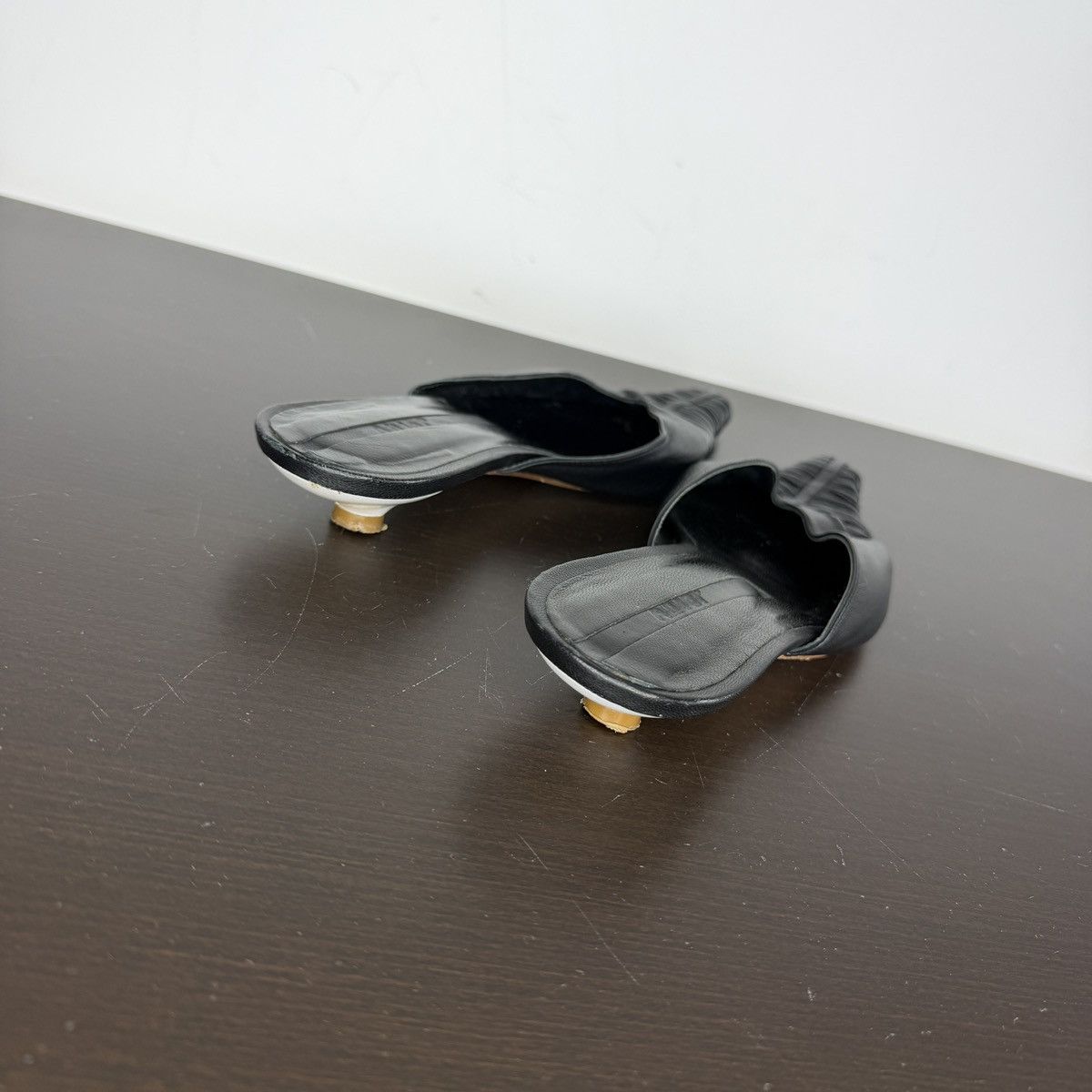 Vintage Ahler Black Leather Sandals Mules Y2K Avant Garde Shoes Size US 7 / IT 37 - 4 Thumbnail