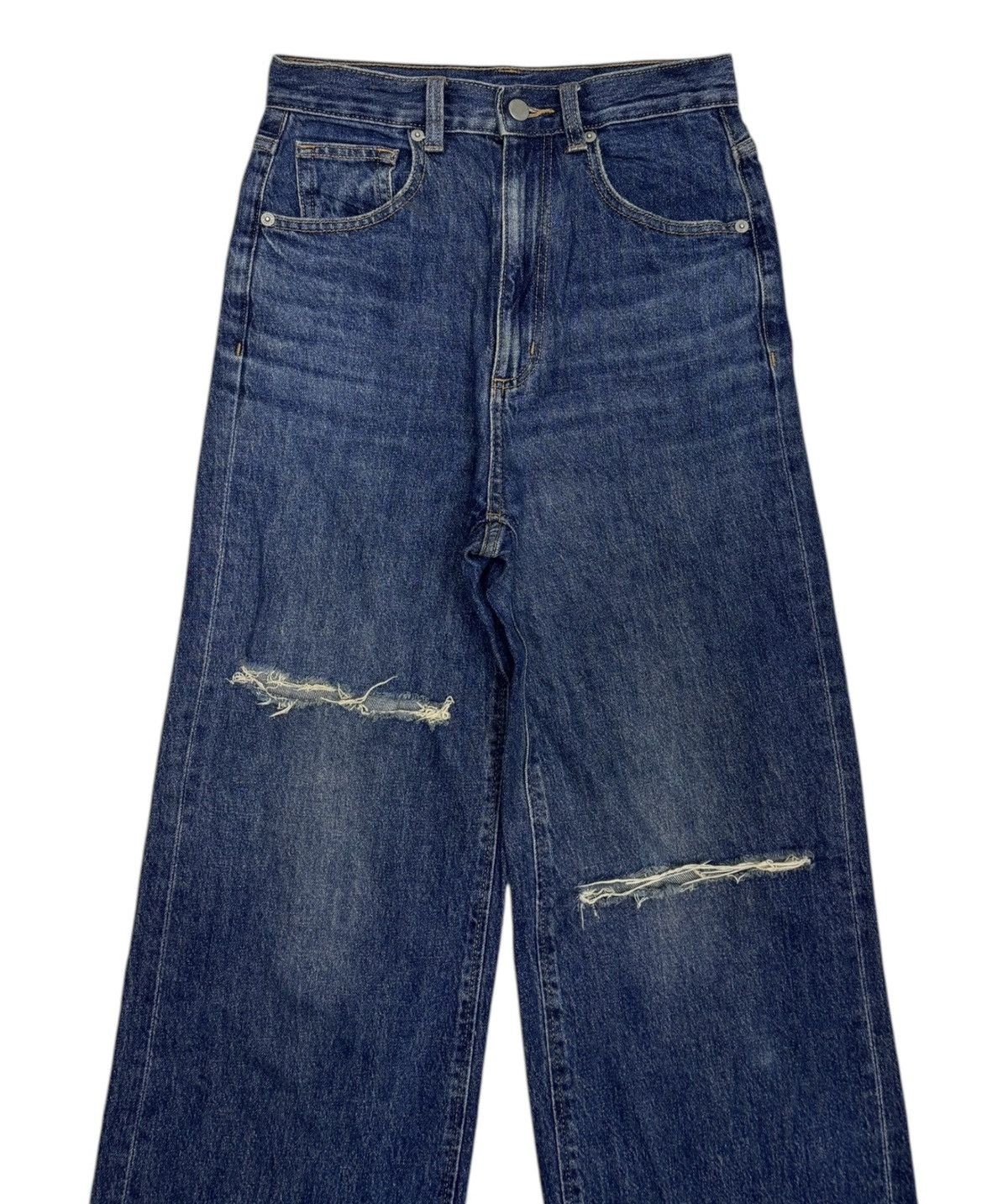 GU × Jun Takahashi 🔥GU DISTRESSED WIDE LEG BAGGY JEANS Size US 27 - 7 Thumbnail