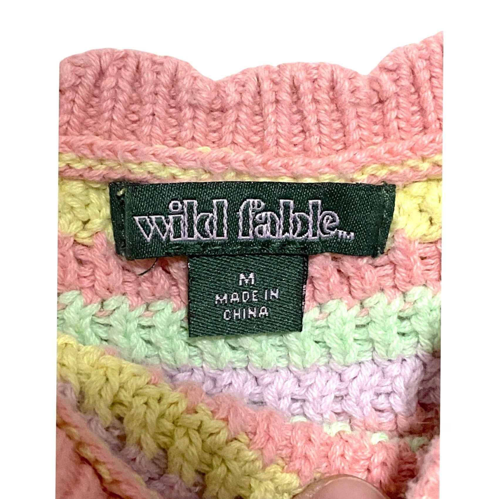 Vintage VINTAGE Wild Fable Cropped Tank Top Women M Crochet Knit Striped Pink Cotton Sleeveless Boho Y2K Festival Spring Summer Women Size M / US 6-8 / IT 42-44 - 5 Thumbnail