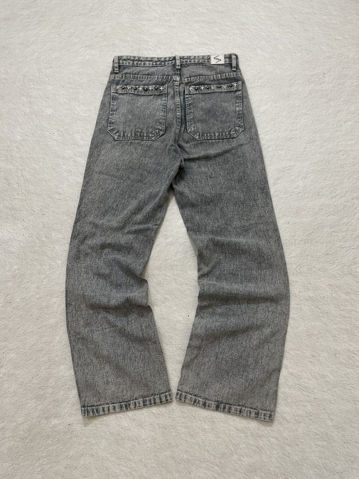 If Six Was Nine 2000s Japanese Denim Studed Independent Wash Grey Y2K LGB Size US 28 / EU 44 - 5 Thumbnail