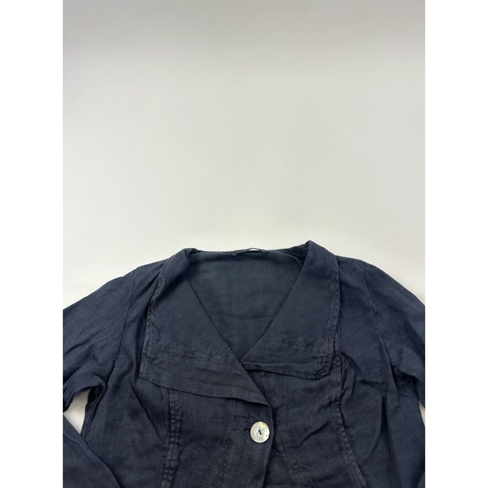 Vintage VINTAGE Cut Loose Jacket Womens XS Blue Linen Mid-Length Long Sleeve Casual USA Size XS / US 0-2 / IT 36-38 - 2 Thumbnail