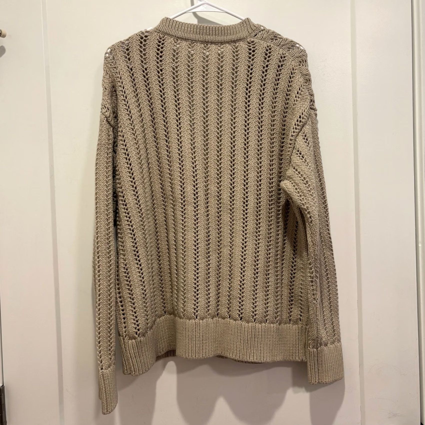 Vintage Haven Well Within Cardigan Sweater V-Neck Beige Open-Knit Pointelle Womens L Cardigan Size L / US 10 / IT 46 - 3 Thumbnail