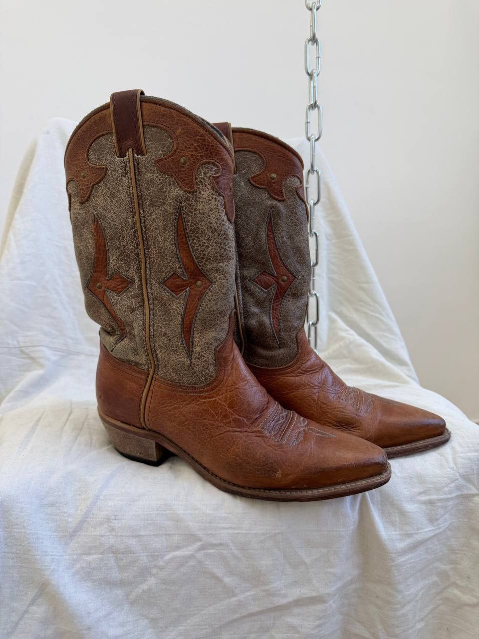 14th Addiction Western Style python snake Leather Cowboy Boots Studded 41 Size US 7 / EU 40 - 4 Thumbnail