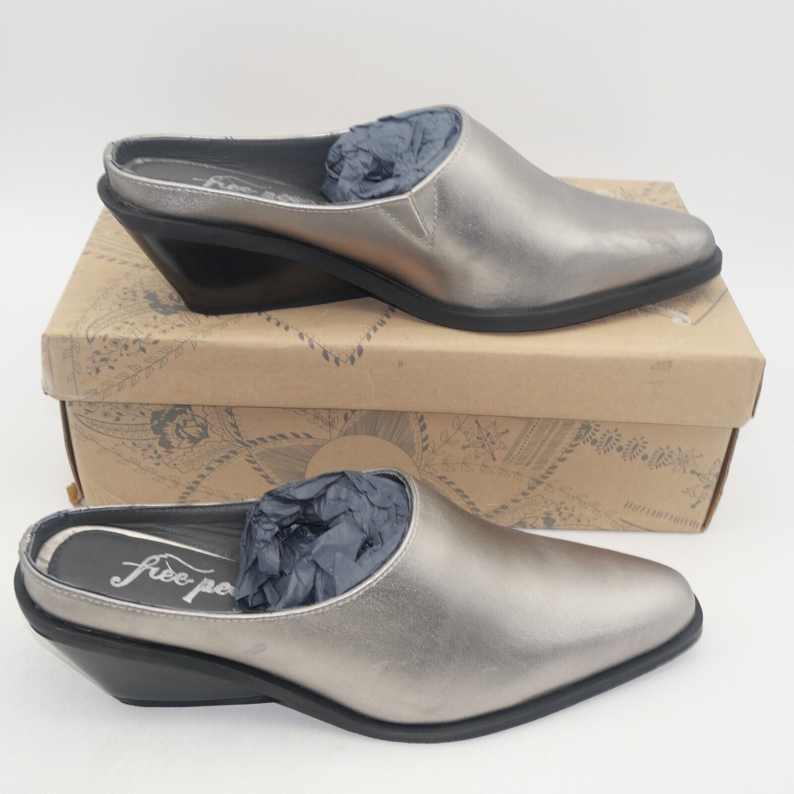 Free People NEW Free People Tallulah Mules Shoes Western Wedge Platino Size US 8.5 / IT 38.5 - 4 Thumbnail