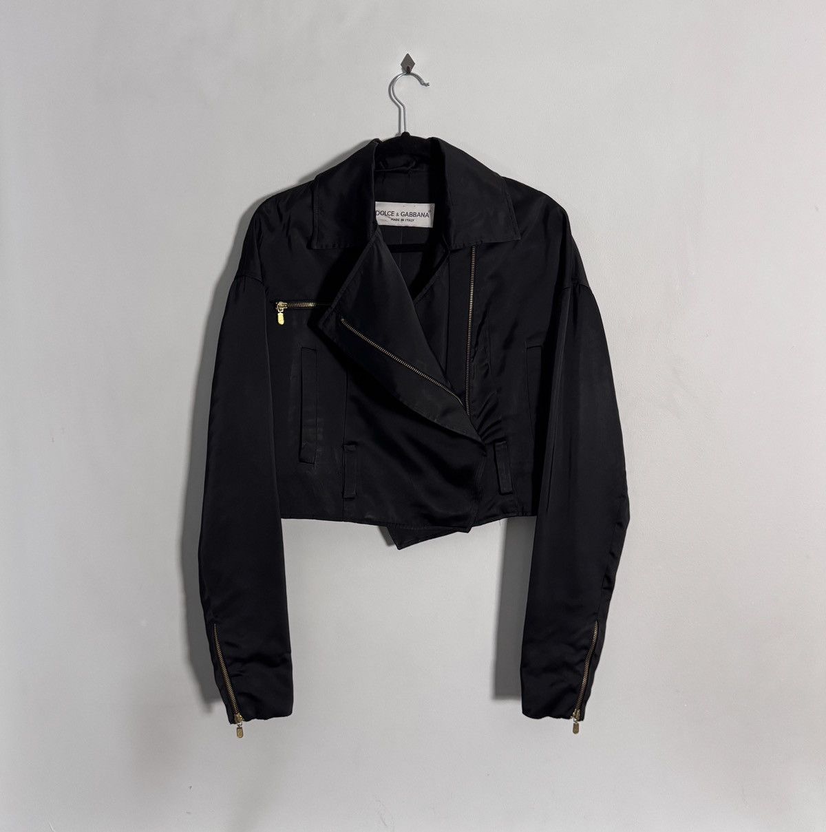 Dolce & Gabbana Dolce & Gabbana 1990s Cropped Biker Jacket Black Blazer Size L / US 10 / IT 46 - 1 Thumbnail