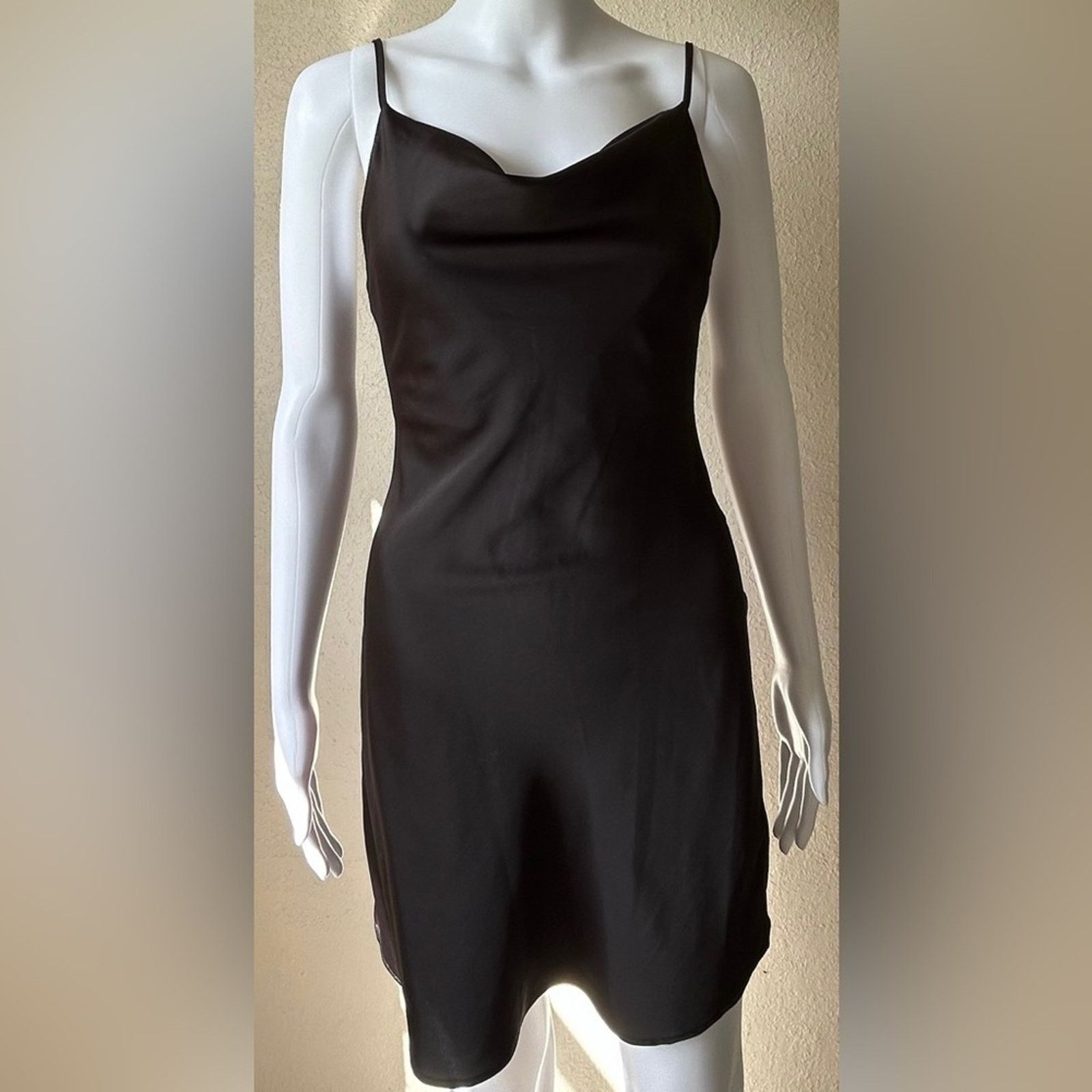 Urban Outfitters Urban Outfitters | Black Polyester Satin Mini Dress | Small Size S / US 4 / IT 40 - 1 Thumbnail