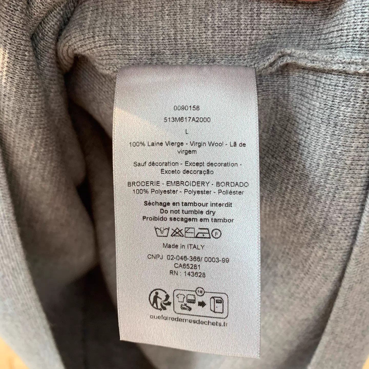 Dior Dior 2025ss pre-spring gray 100% wool CD-emb sweater Size US L / EU 52-54 / 3 - 6 Thumbnail